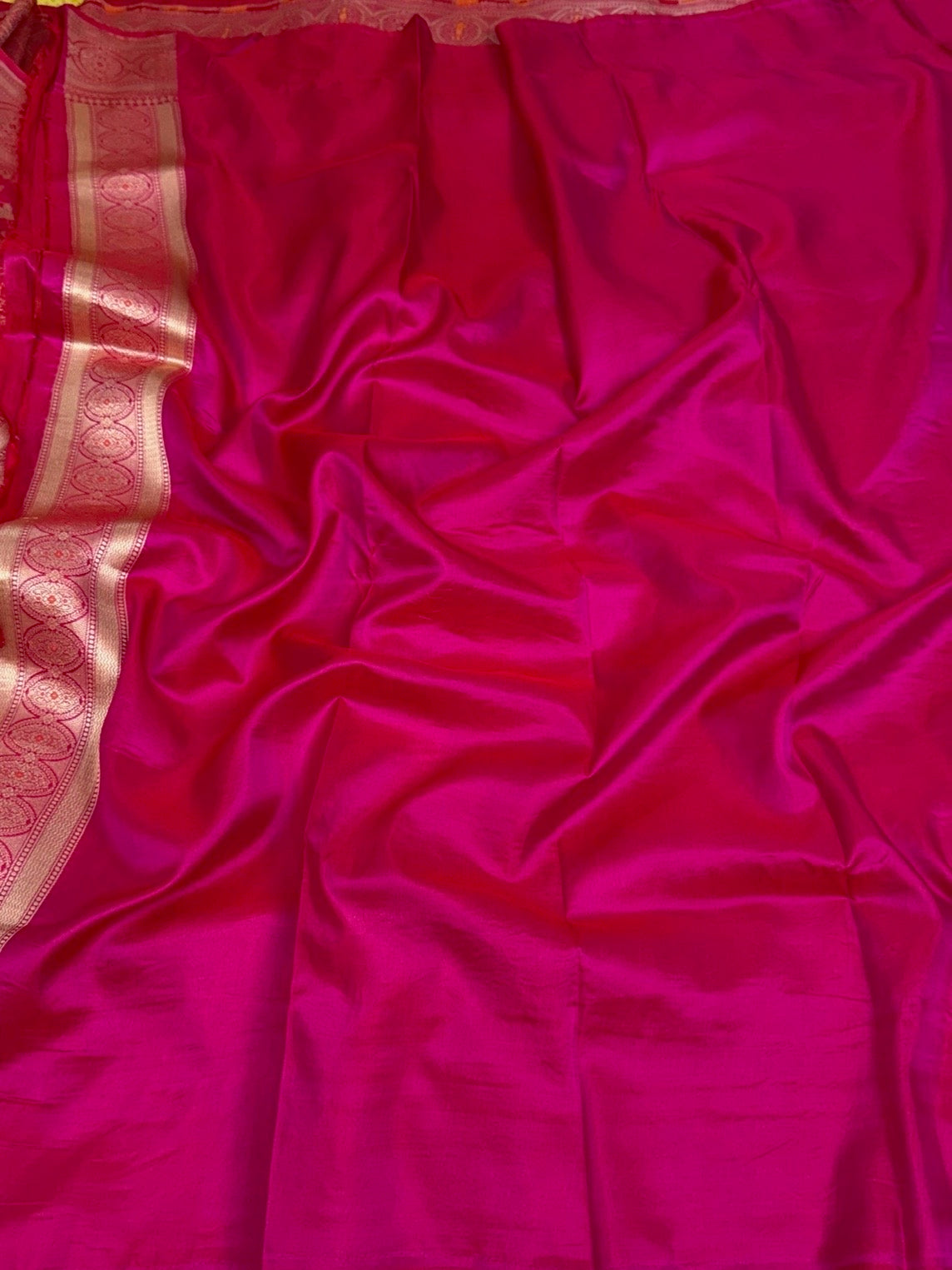 Rani pink Banarasi Pure Katan Silk Saree