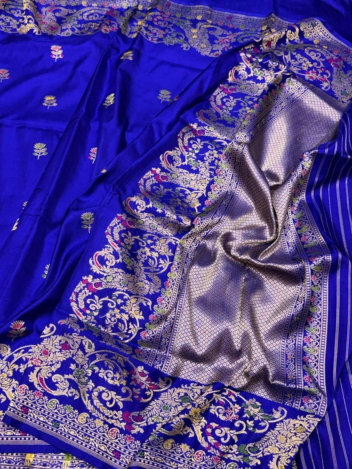 Royal Blue Handwoven Pure Banarasi Ektara Silk Saree