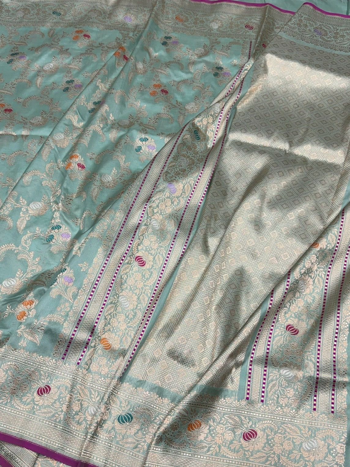 Sea Blue Handwoven Pure Banarasi Silk Saree