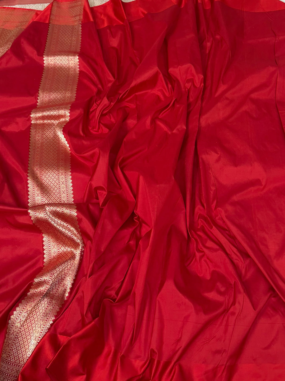 Ivory Banarasi Silk Brocade Saree with Satin Border