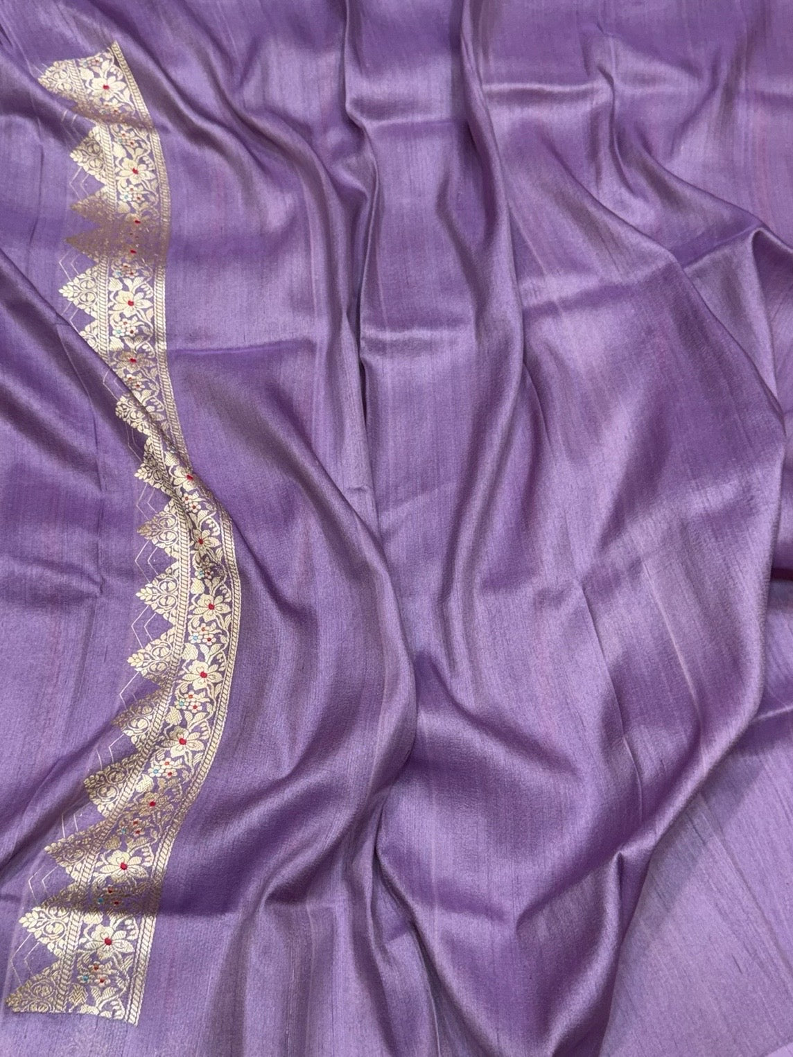 Mauve Handwoven Pure Tussar Georgette Saree
