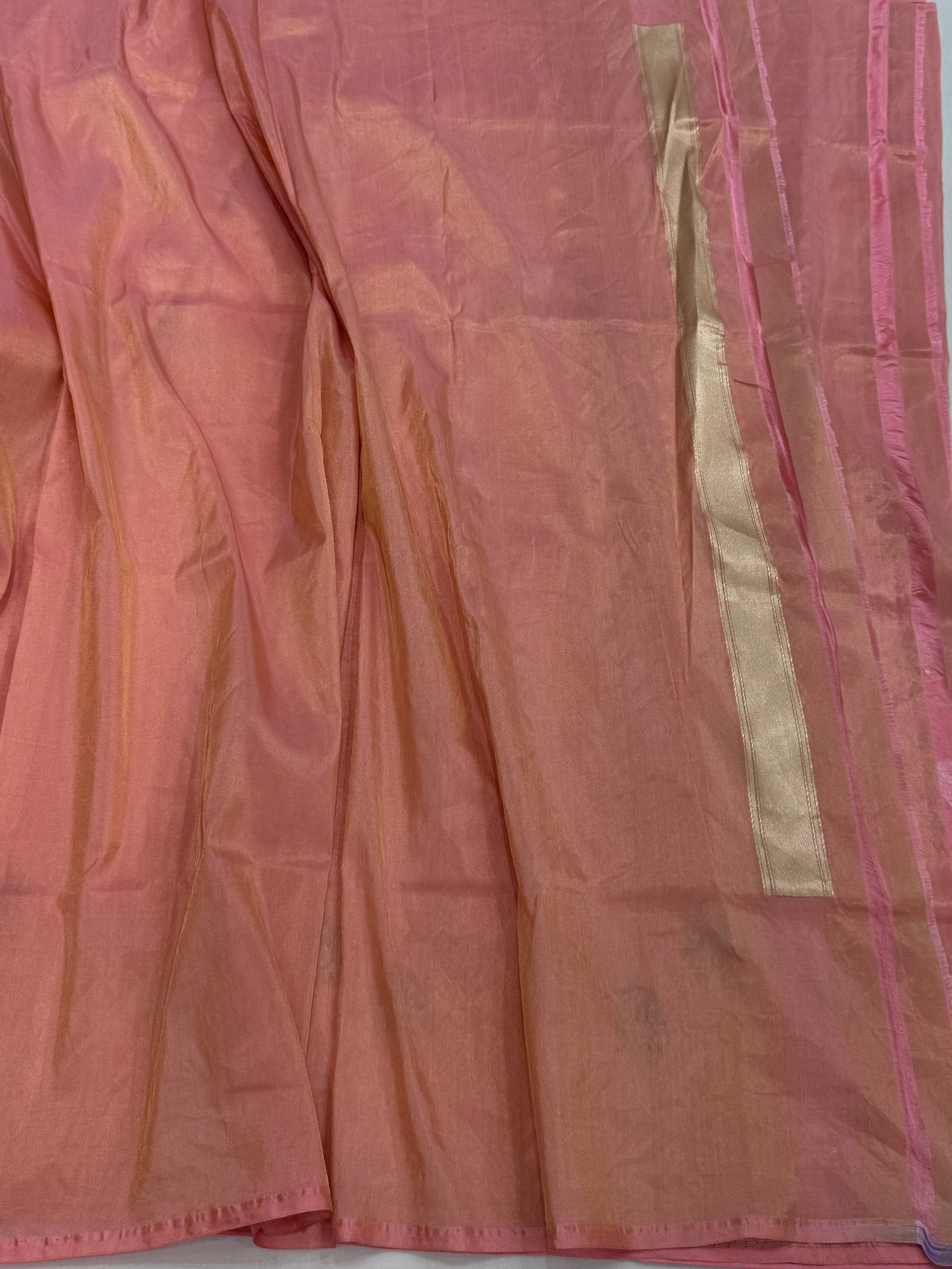 Peach Handwoven Pure Banarasi Tissue Silk Saree