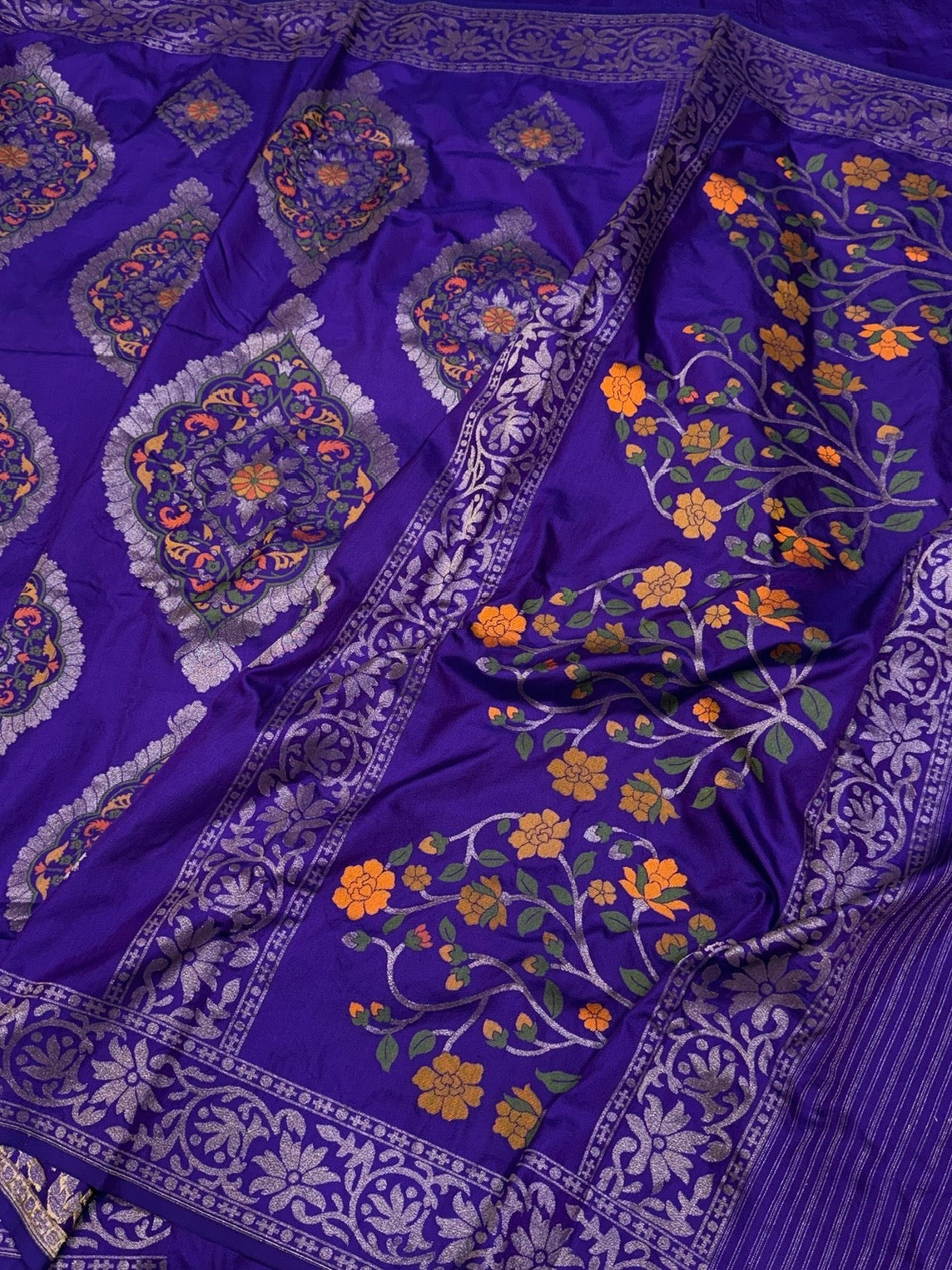 Purple Handwoven Pure Banarasi Ektara Silk Saree