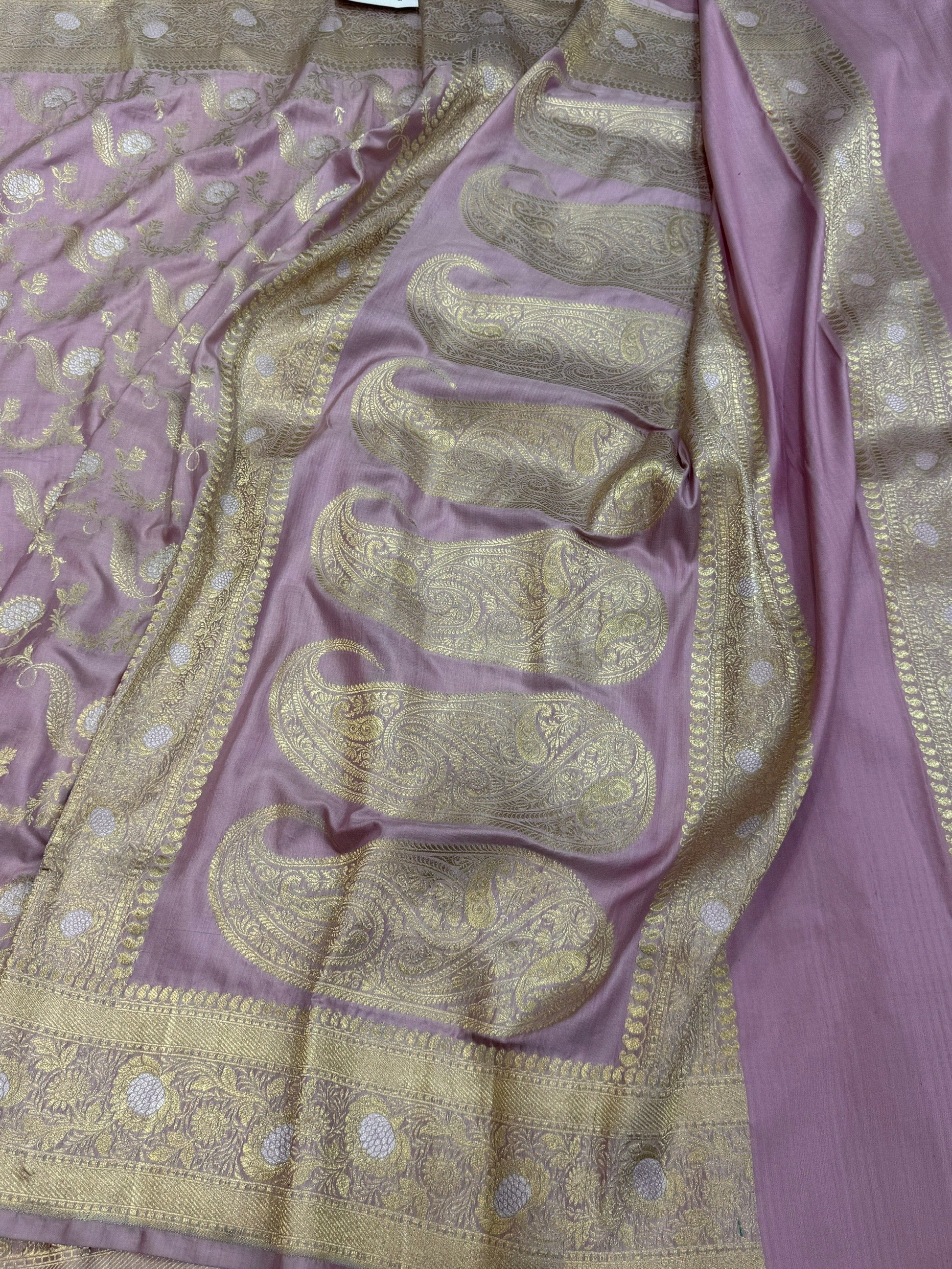 Blush Pink Sona Rupa Banarasi Pure Katan Silk Saree