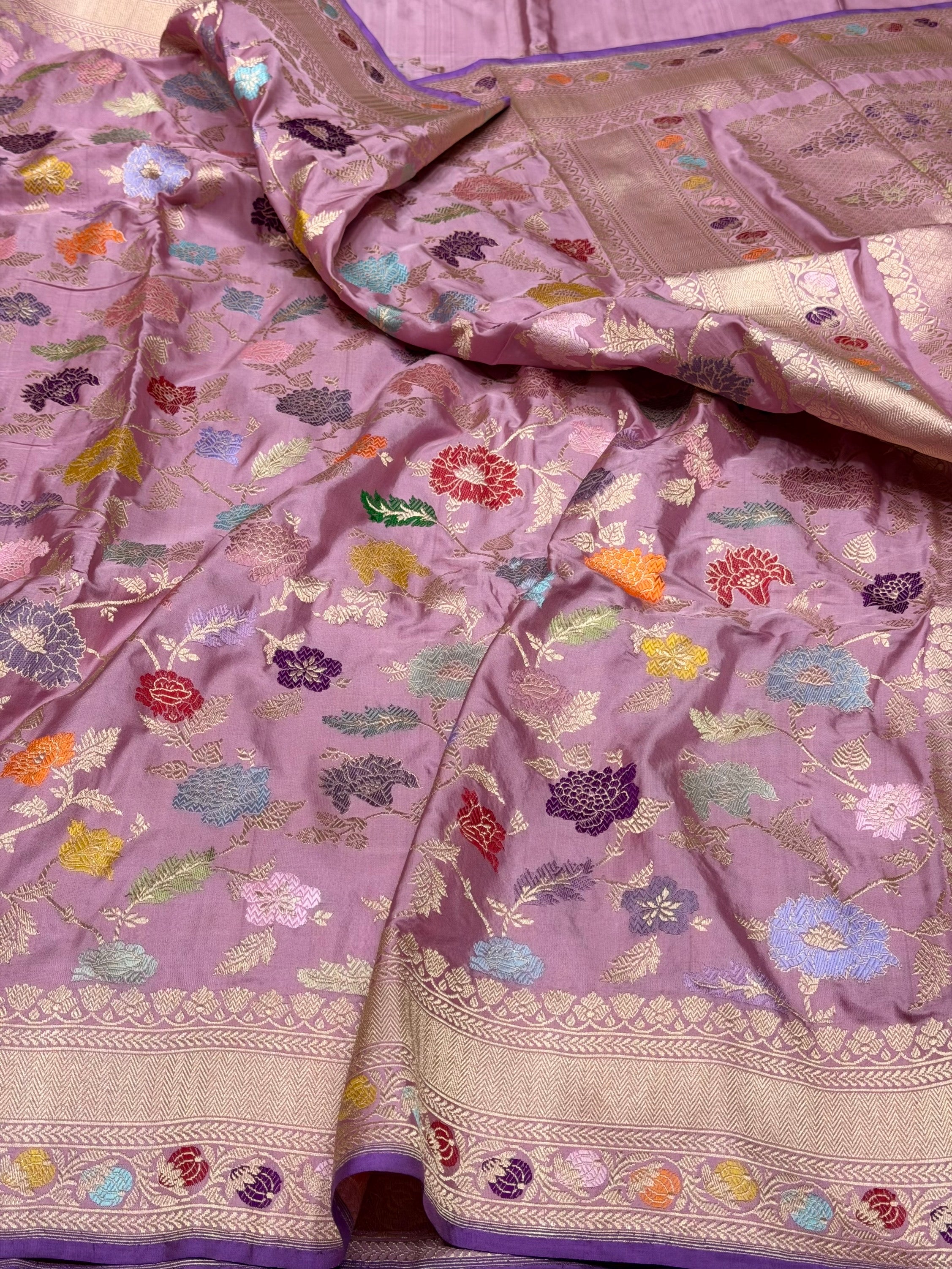 Gajiri Pink Handwoven Pure Banarasi Silk Saree – Kadwa Weave | Authentic Katan Mulberry Silk