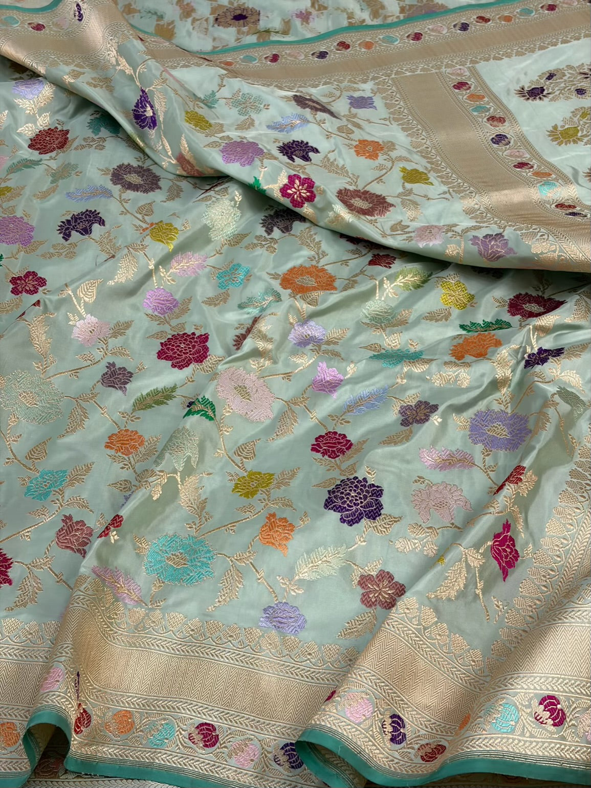 Sage Green Handwoven Pure Banarasi Katan Silk Saree
