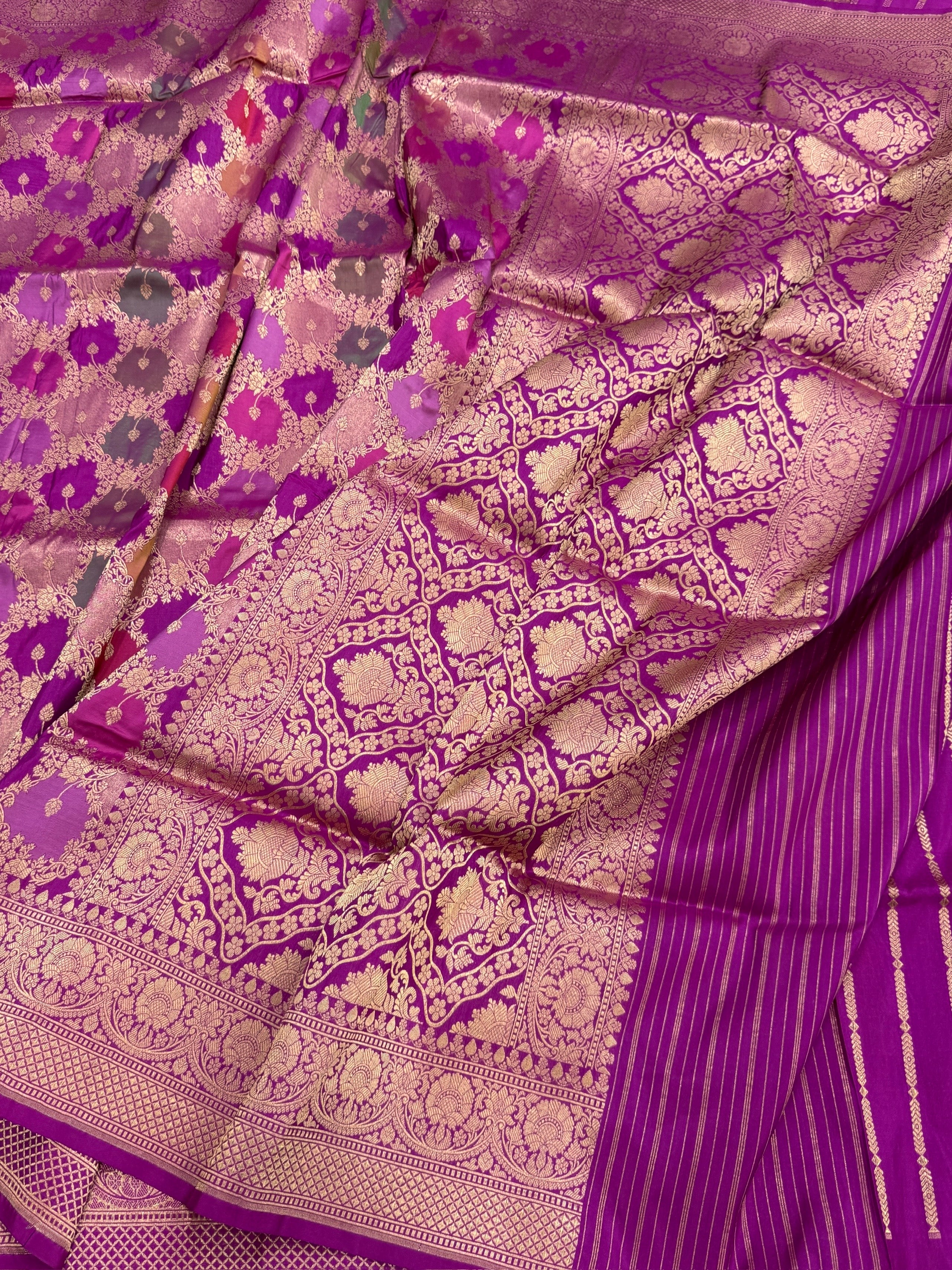 Multicolour Banarasi Pure Silk Saree β Cutwork Weave in 100% Pure Katan Silk