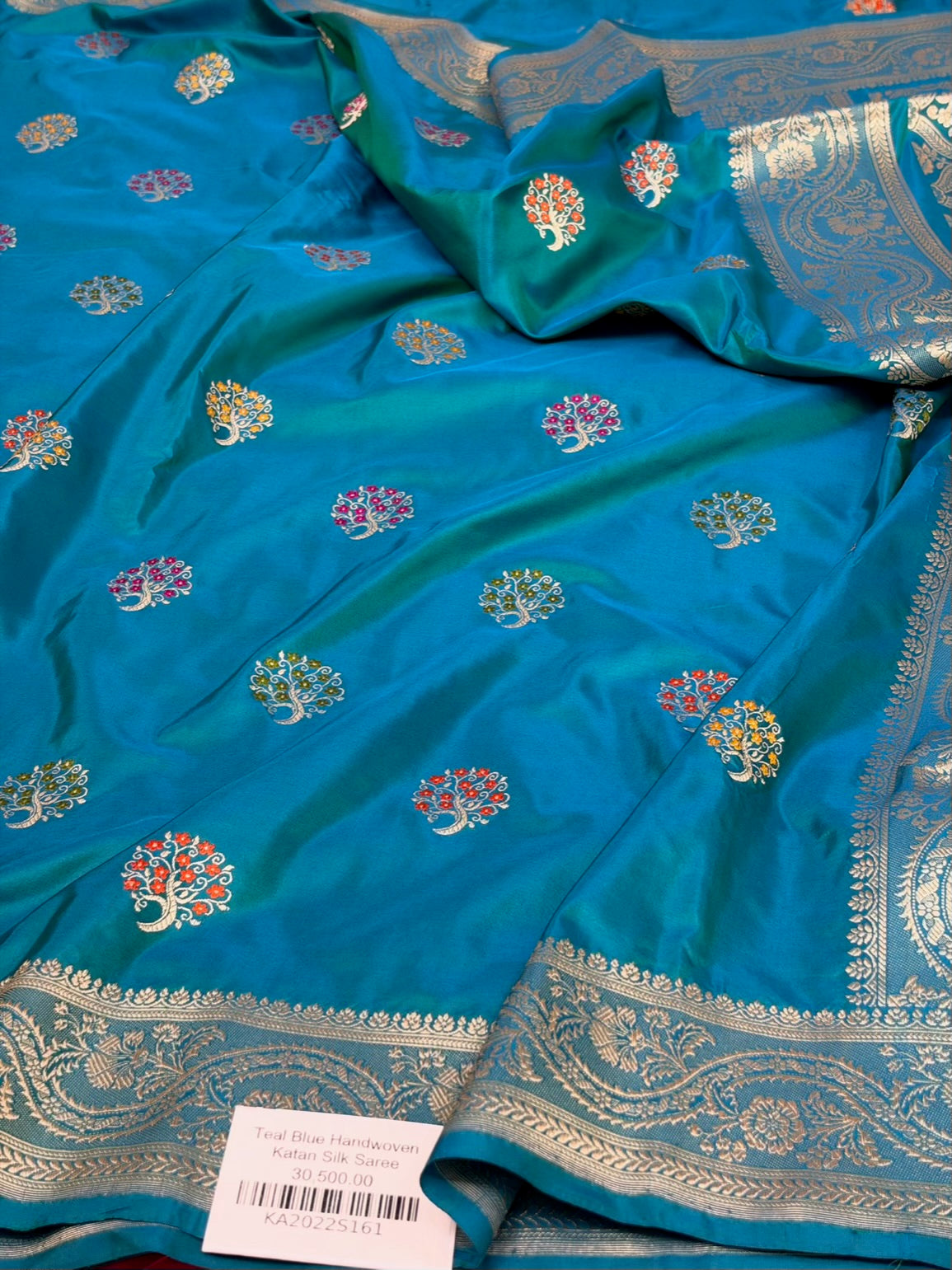 Sky Blue Handwoven Pure Banarasi Katan Silk Saree