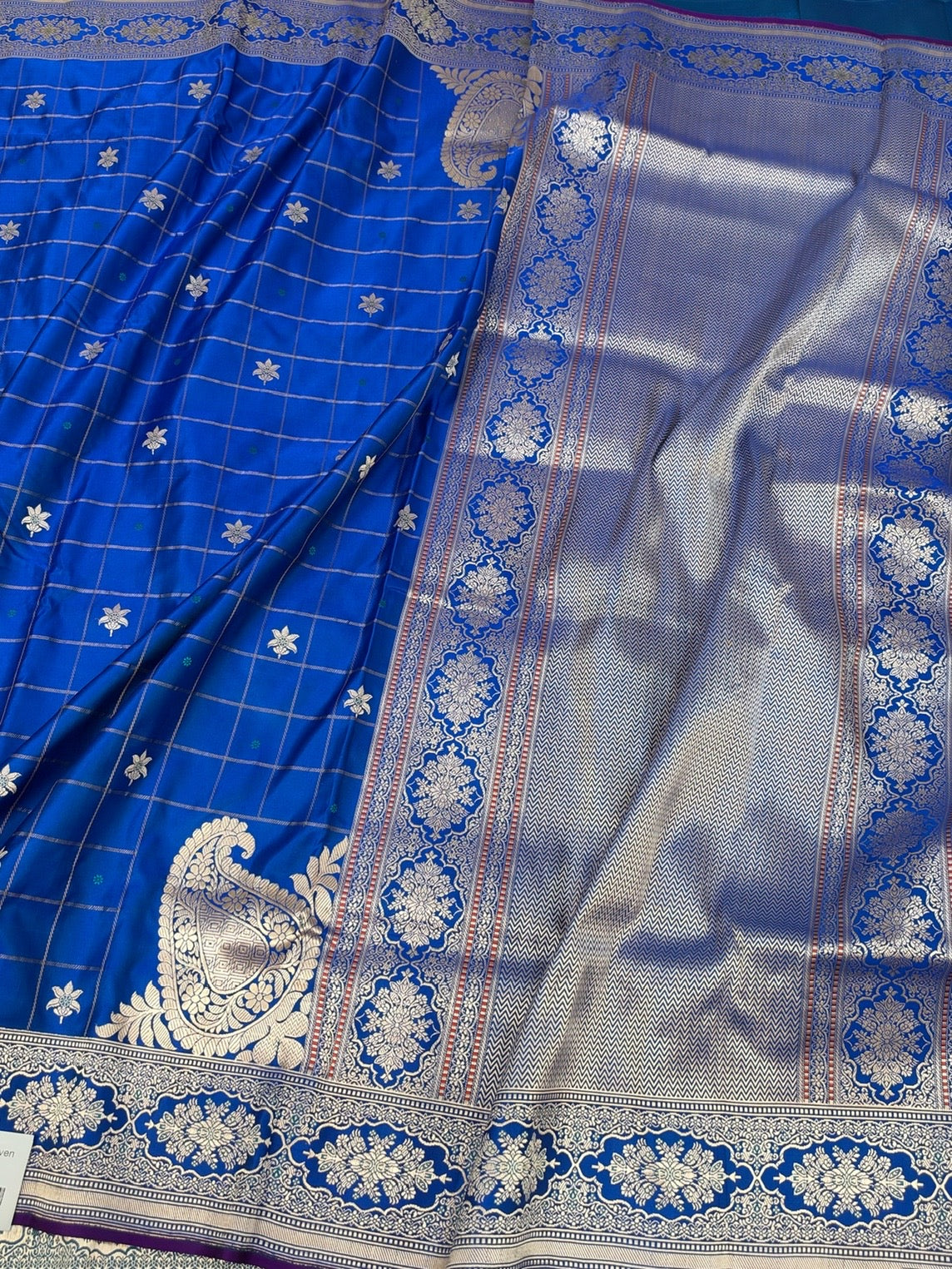 Royal Blue Handwoven Pure Banarasi Satin Silk Saree