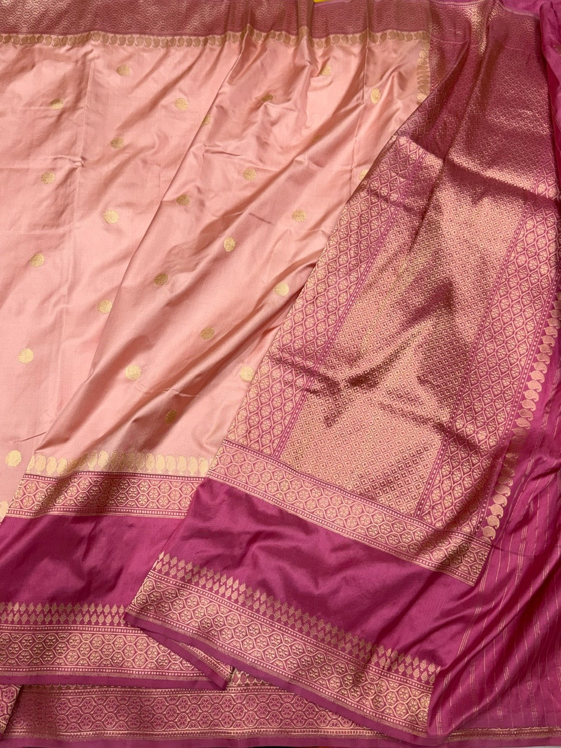 Peach Handwoven Pure Banarasi Ektara Silk Saree