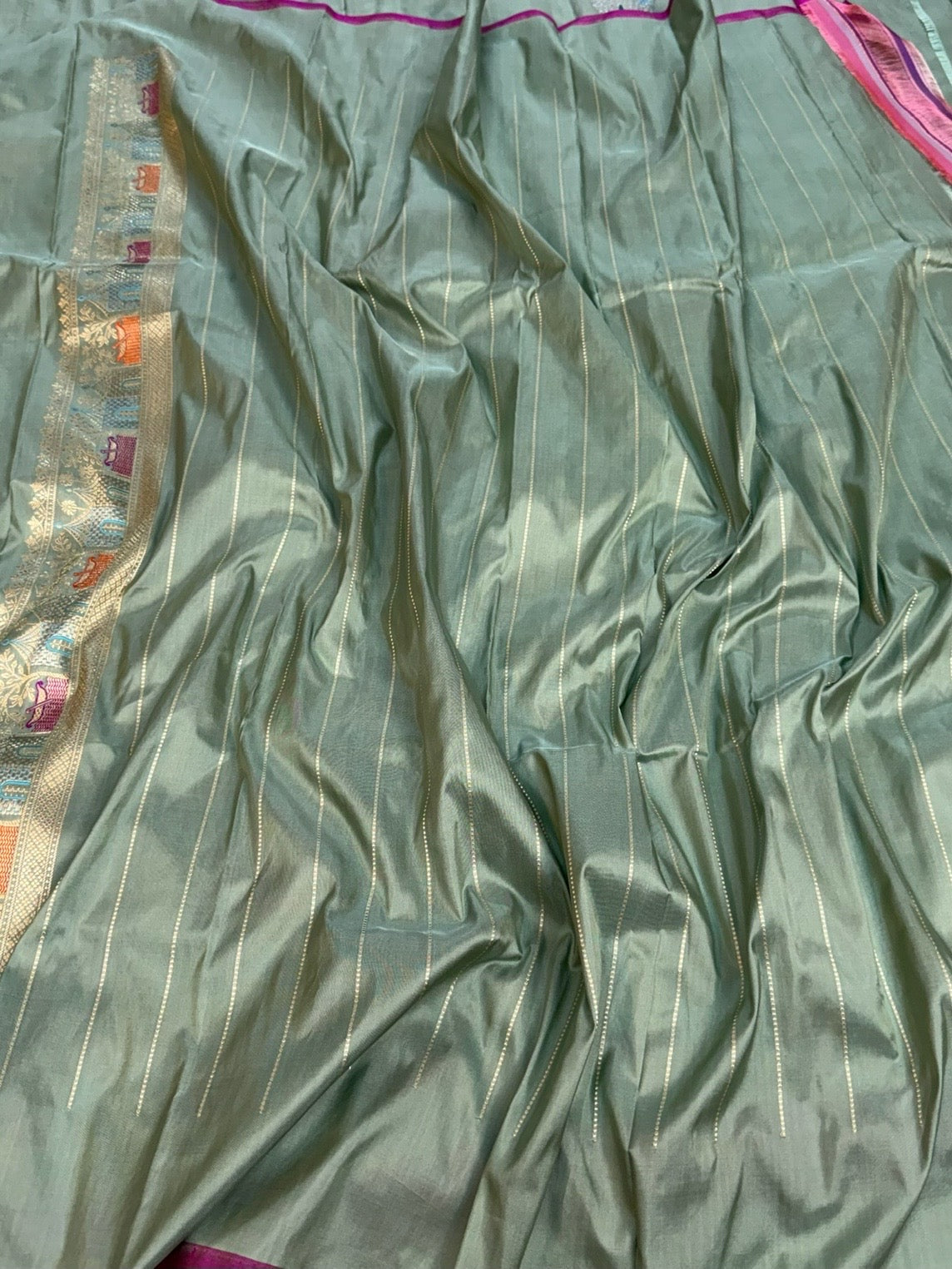 Sage Green Handwoven Pure Banarasi Silk Saree
