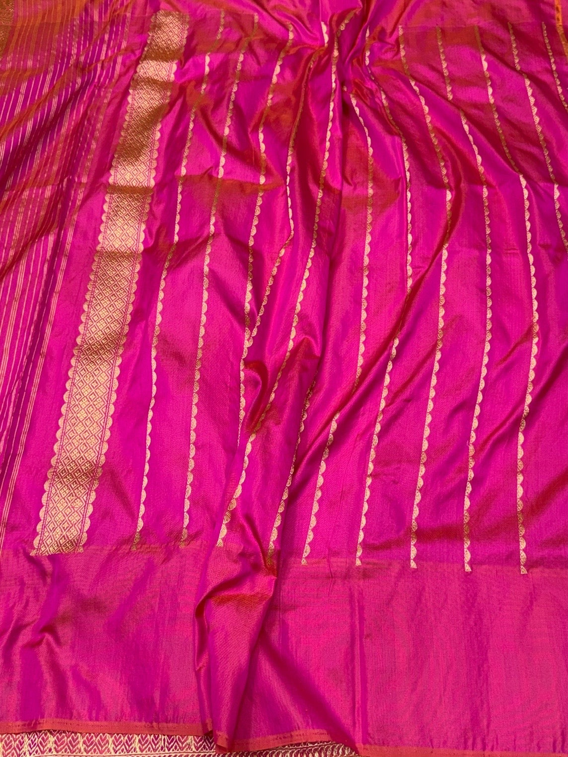 Beige/Pink Ektara Handwoven Pure Silk Saree