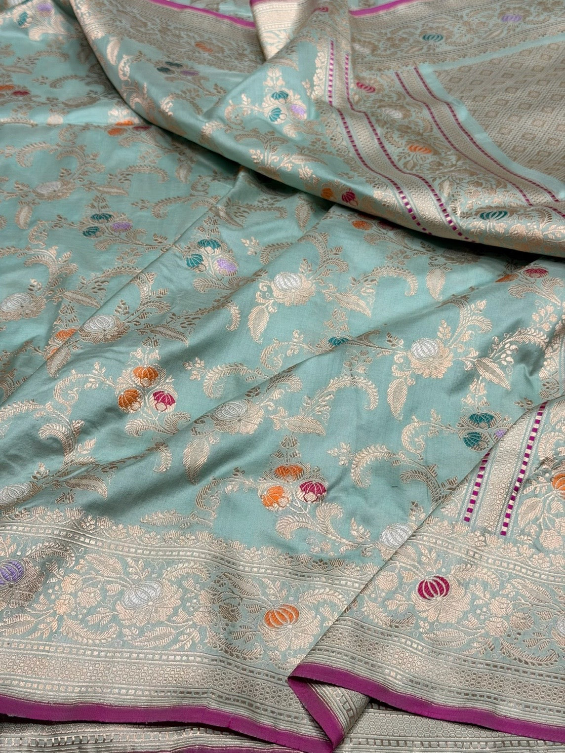 Sea Blue Handwoven Pure Banarasi Silk Saree
