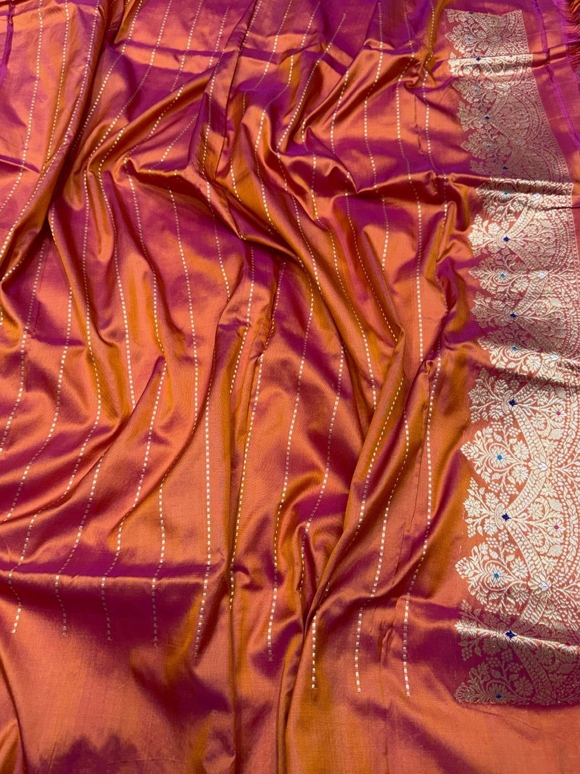 Orange Handwoven Pure Banarasi Silk Saree