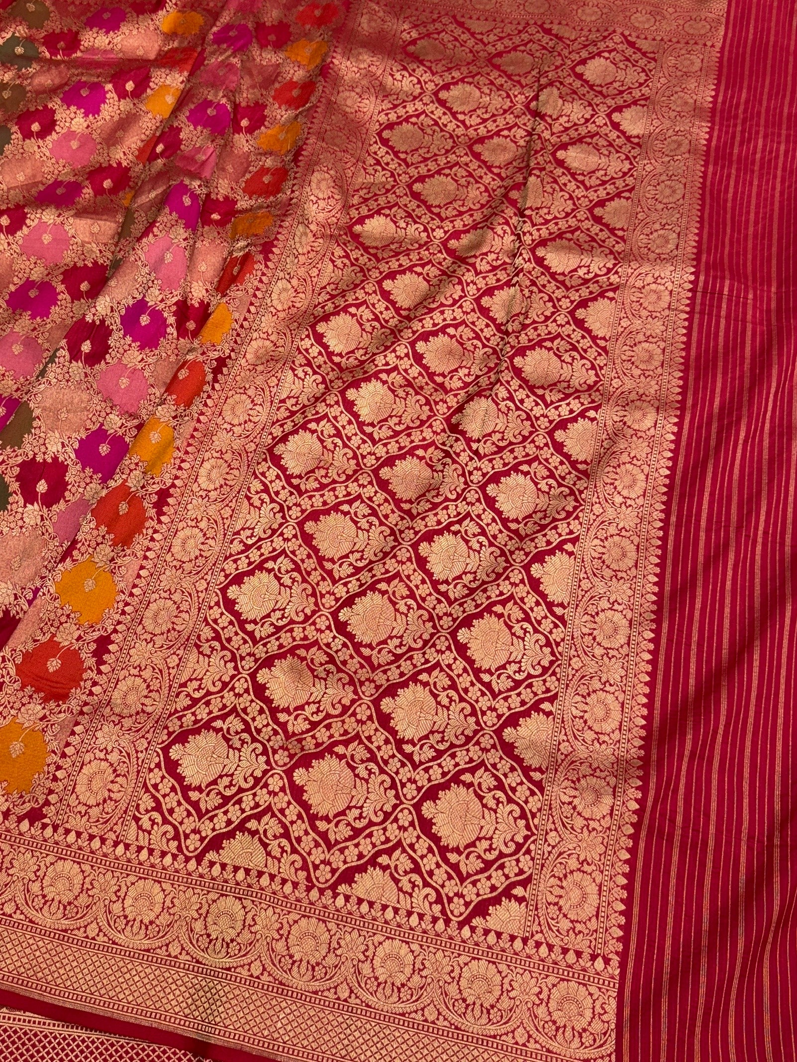 Multicolour Banarasi Pure Silk Saree β Cutwork Weave in 100% Pure Katan Silk
