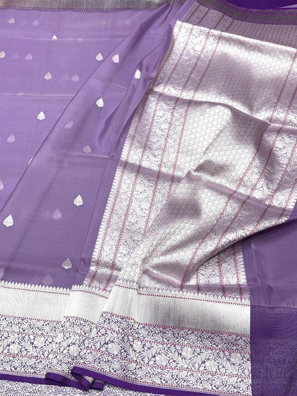 Purple Handwoven Pure Organza Silk Saree