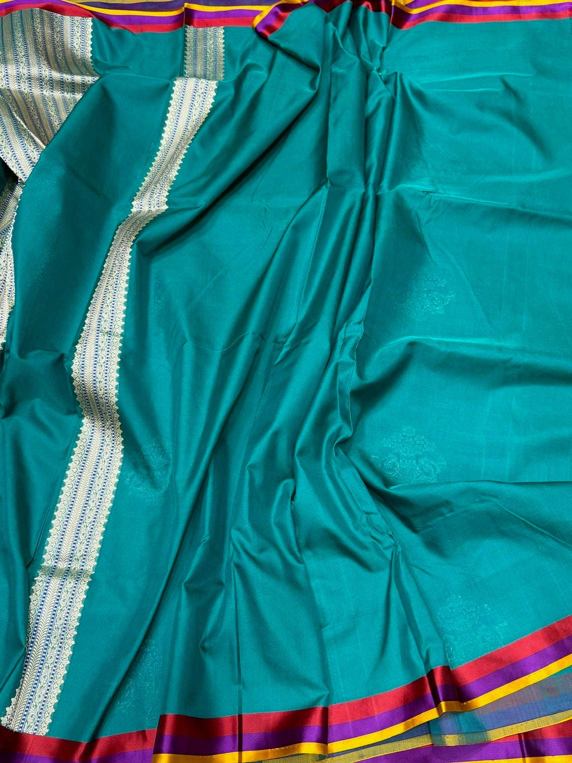 Teal Green Handwoven Pure Banarasi Ektara Silk Saree