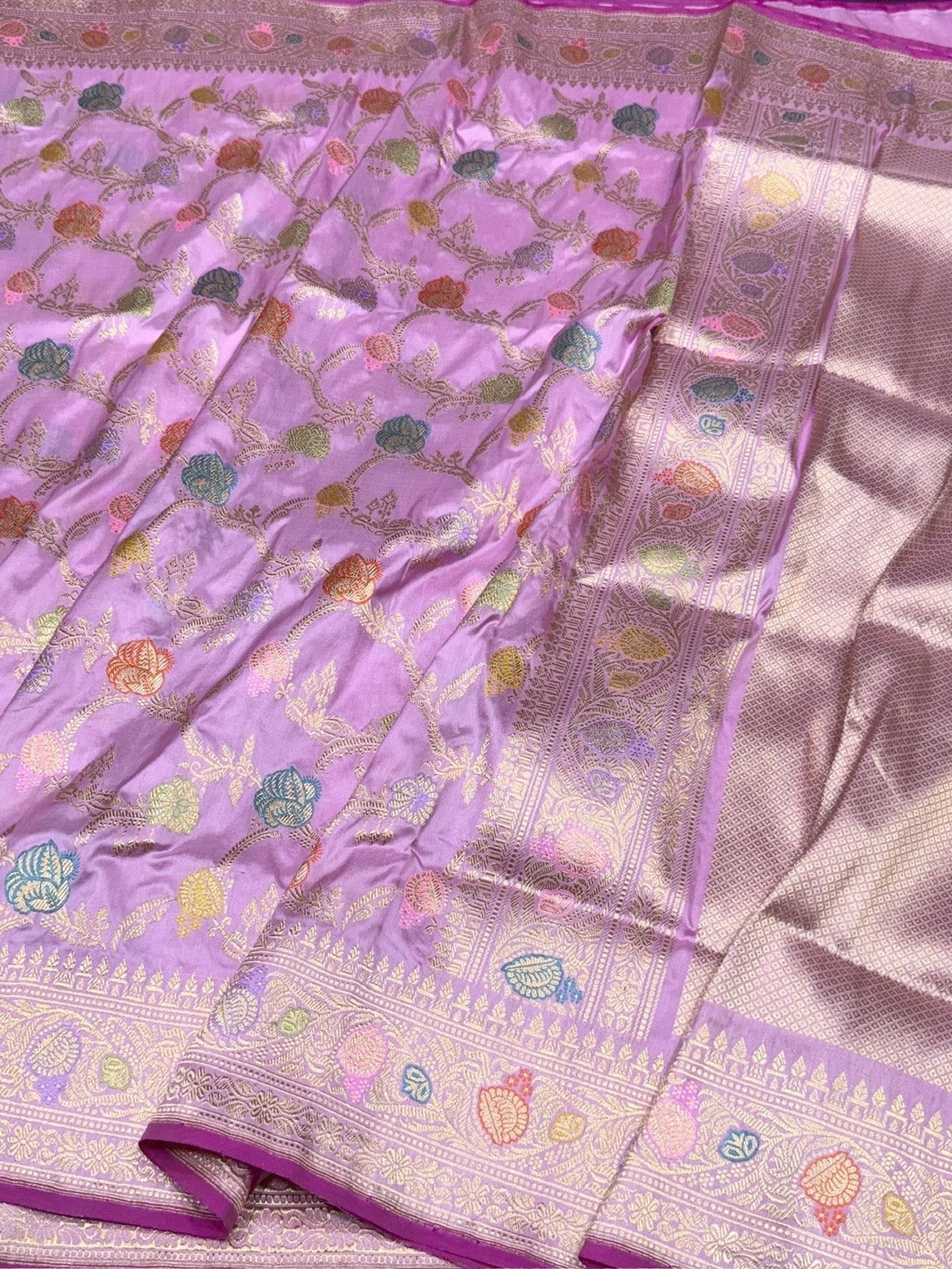Pastel Pink Handwoven Pure Banarasi Silk Saree