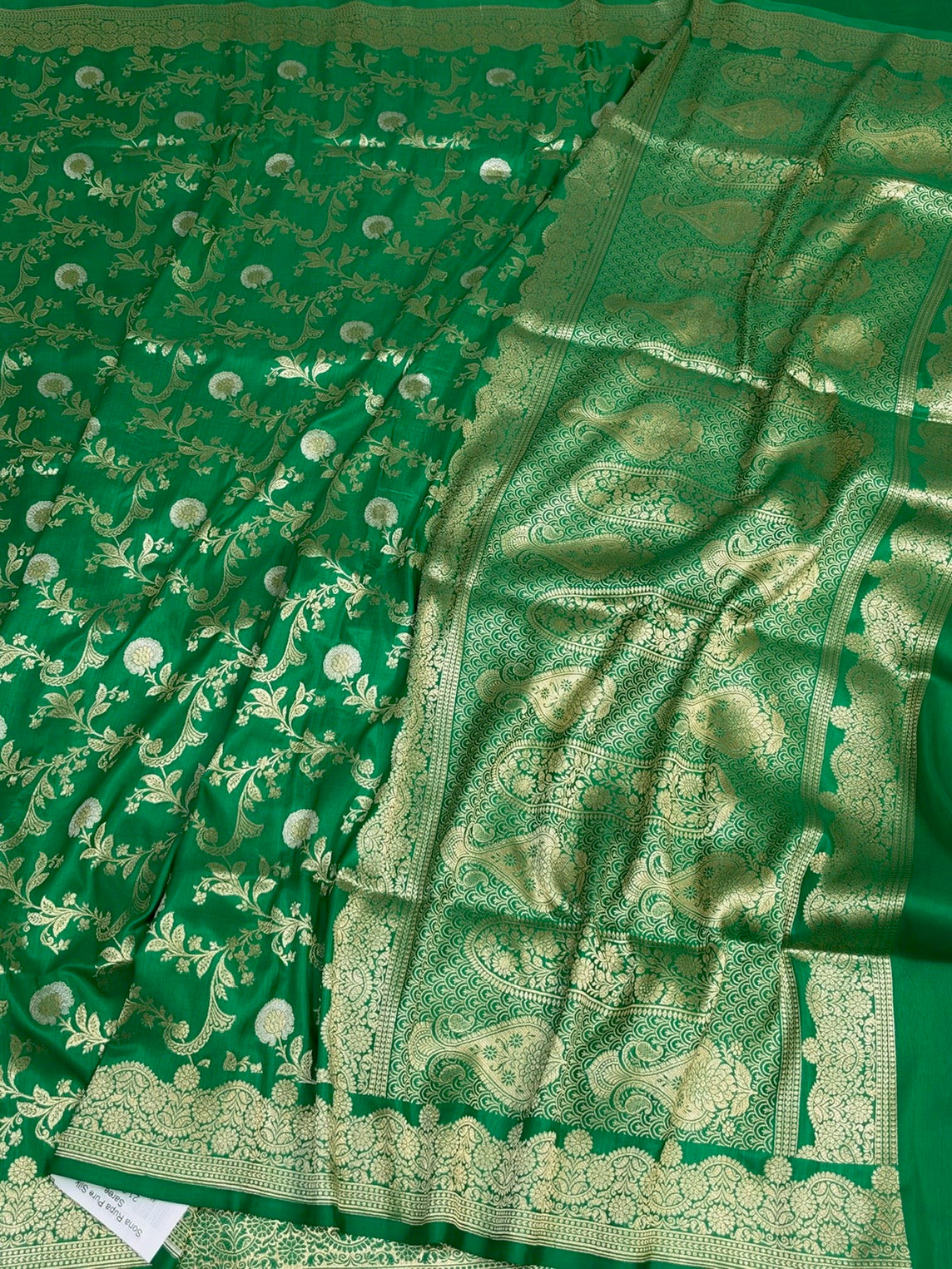 Green Banarasi Sona Rupa Pure Katan Silk Saree