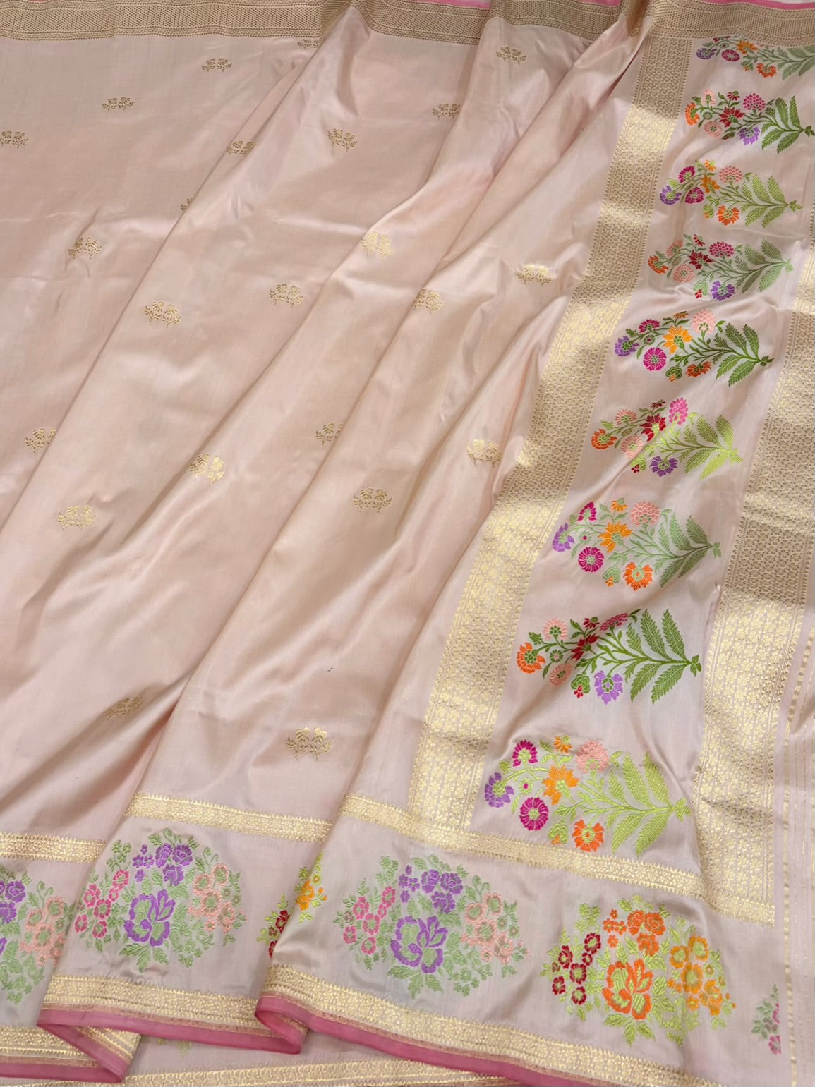 Peach Handwoven Banarasi Pure Katan Silk Saree