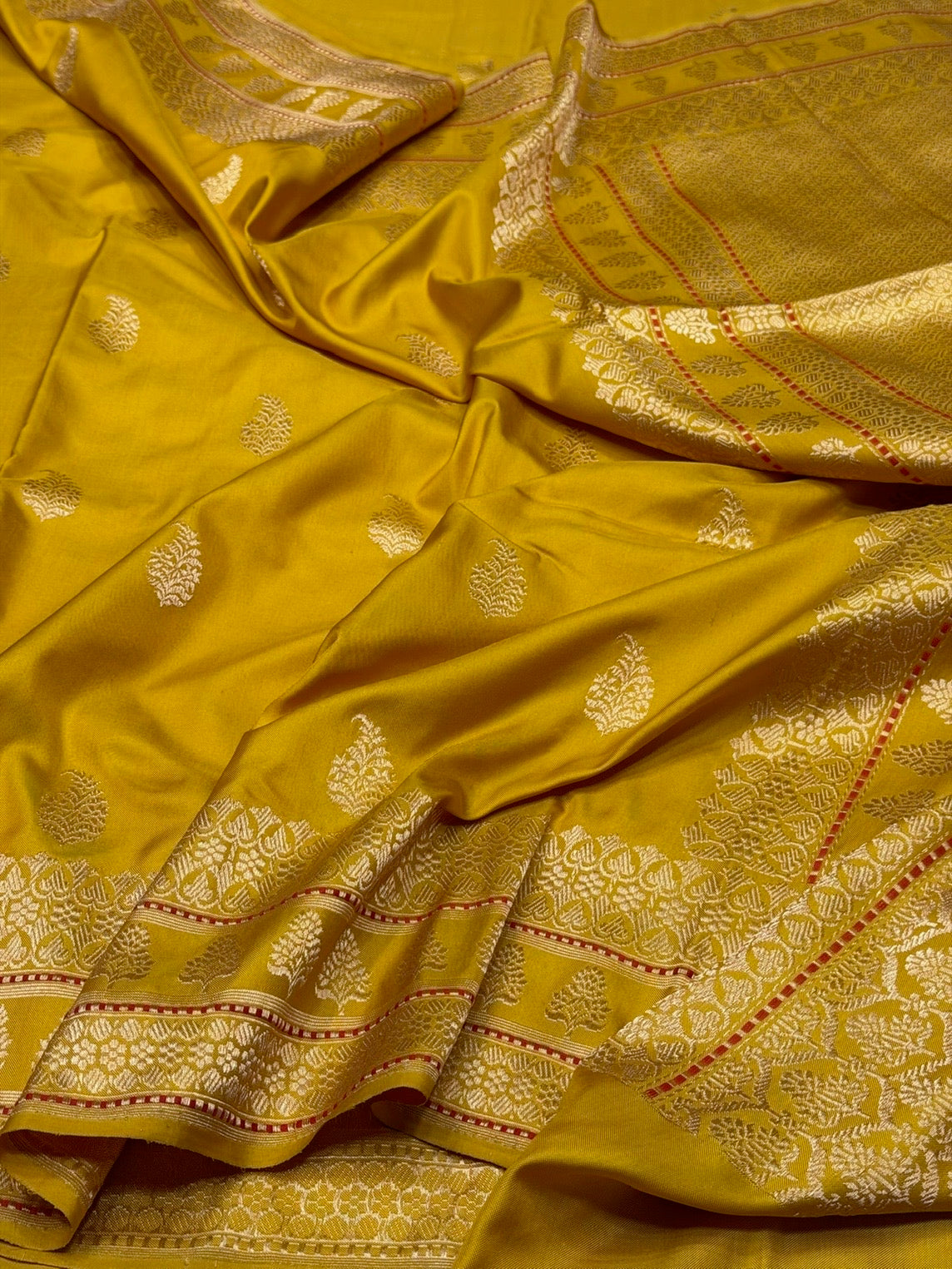 Mustard Yellow Handwoven Pure Banarasi Ektara Silk Saree