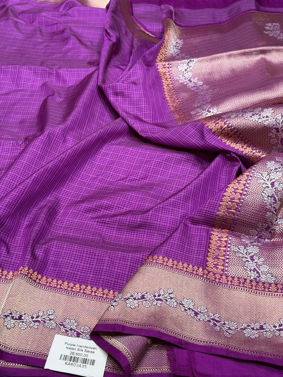 Purple Handwoven Pure Banarasi Silk Saree