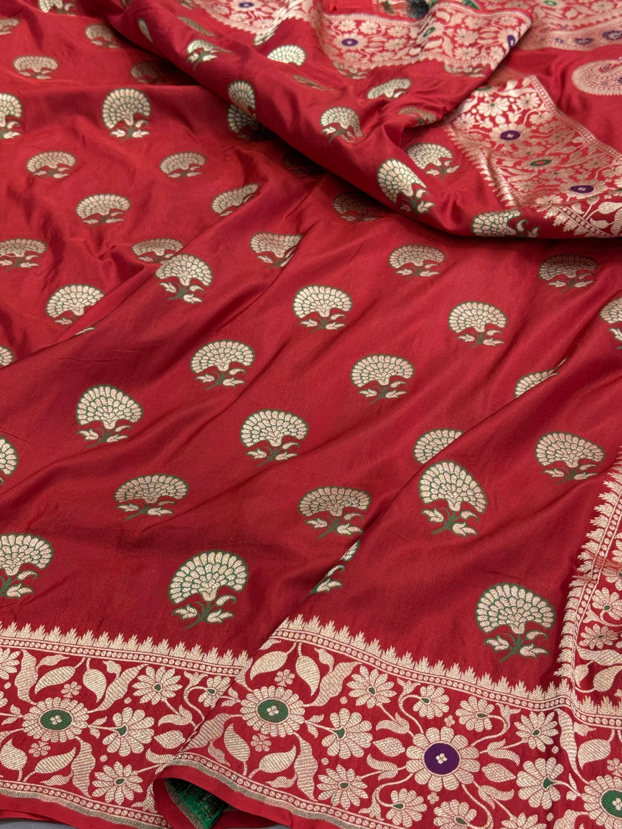 Red Banarasi Minakari Pure Silk Saree