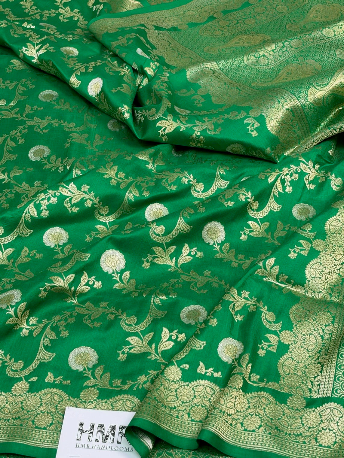 Green Banarasi Sona Rupa Pure Katan Silk Saree