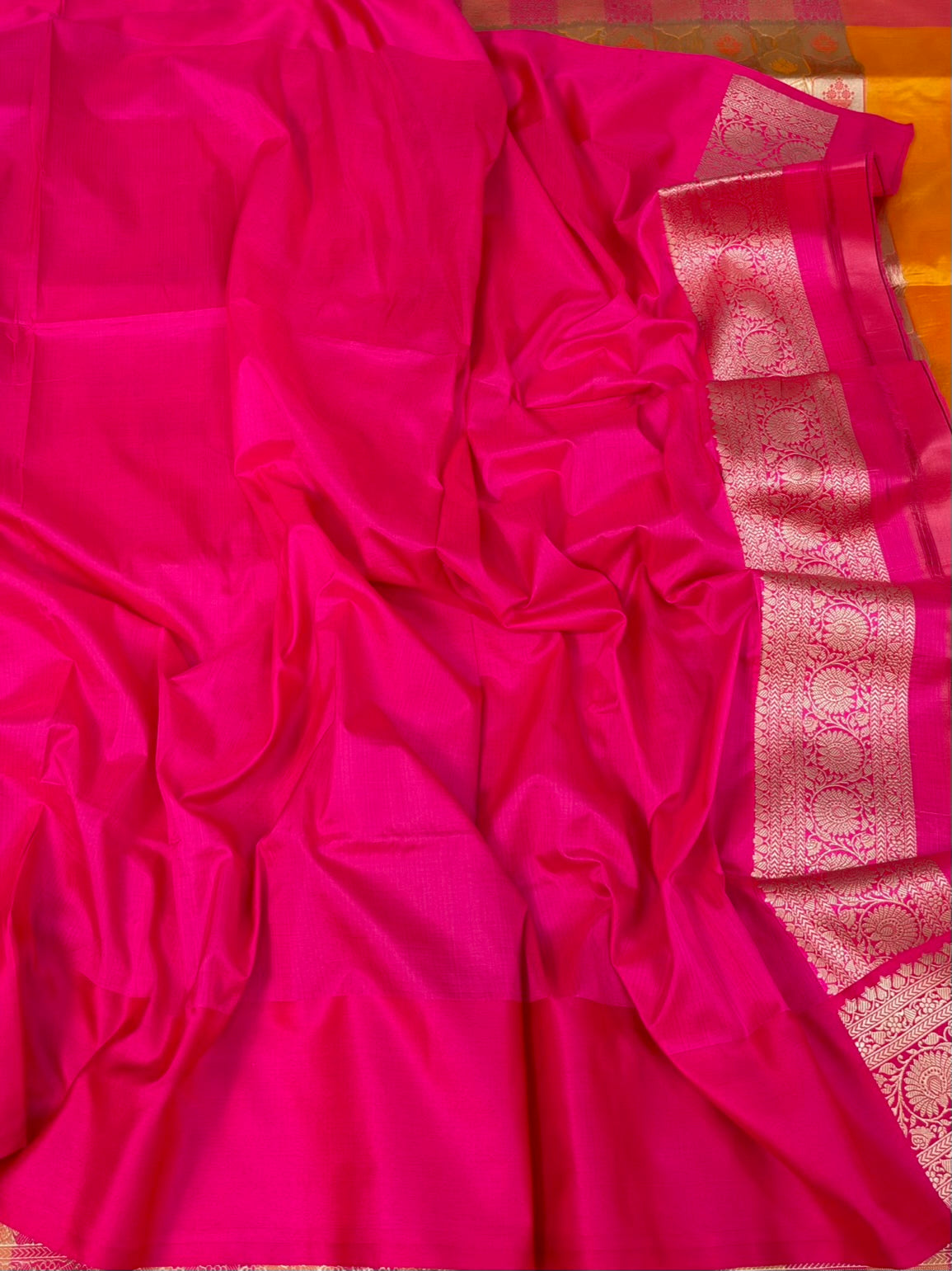 Rani Pink Pure Banarasi Rangkaat Saree