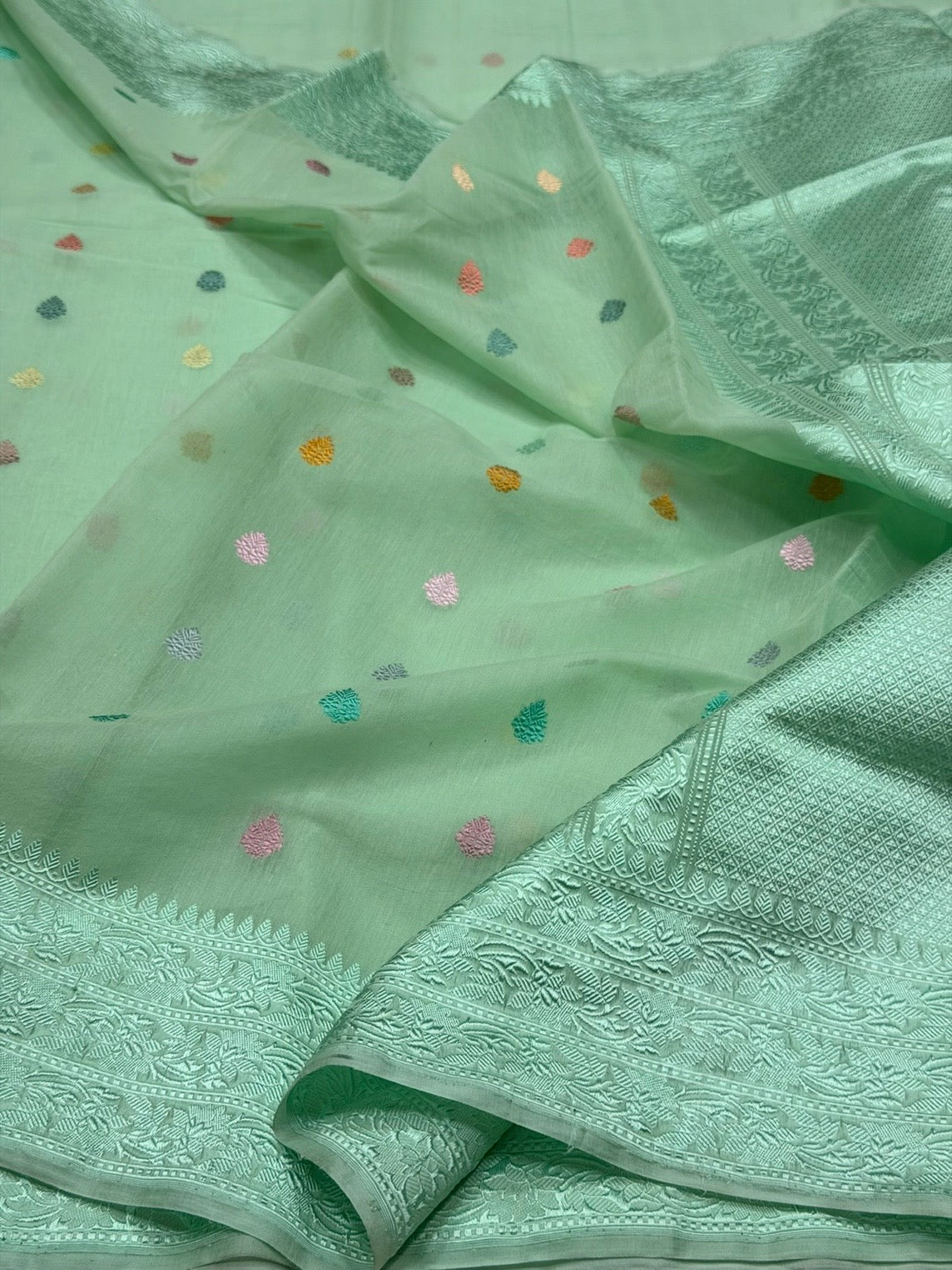 Sea Green Handwoven Pure Organza Silk Saree