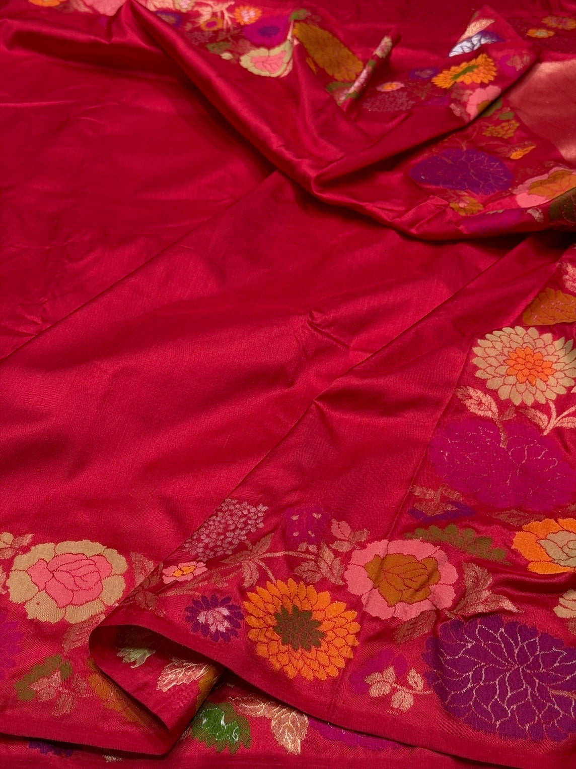 Red Pure Banarasi Ektara Silk Saree – Handwoven Kadwa Booti