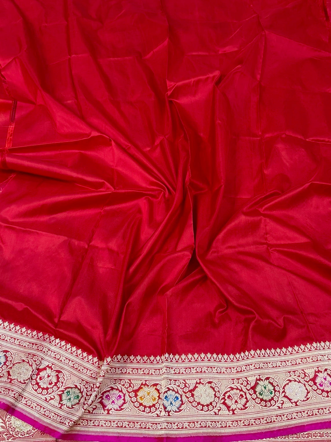 Rani Pink Handwoven Pure Banarasi Rangkaat Silk Saree – Pure Katan Silk Rangkaat Technique