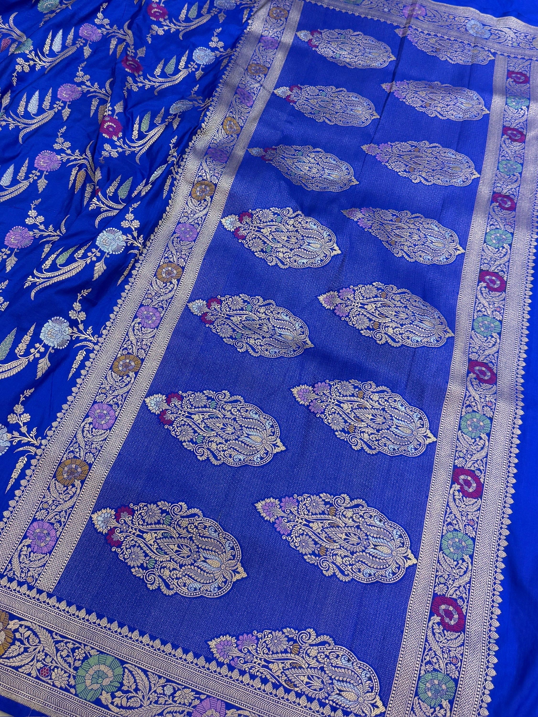Royal Blue Banarasi Minakari Pure Silk Saree