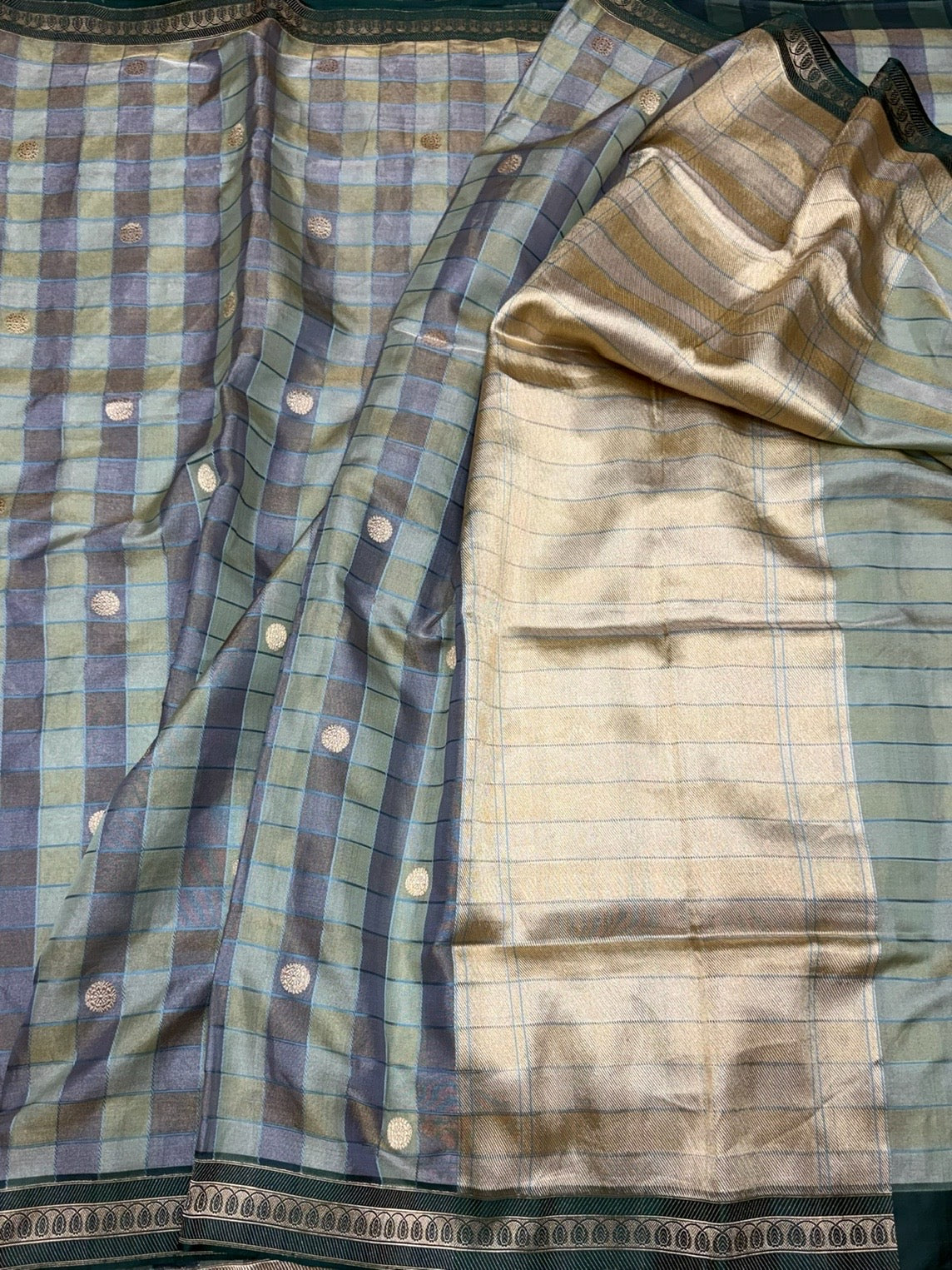 Mint Green Handwoven Pure Banarasi Tissue Saree