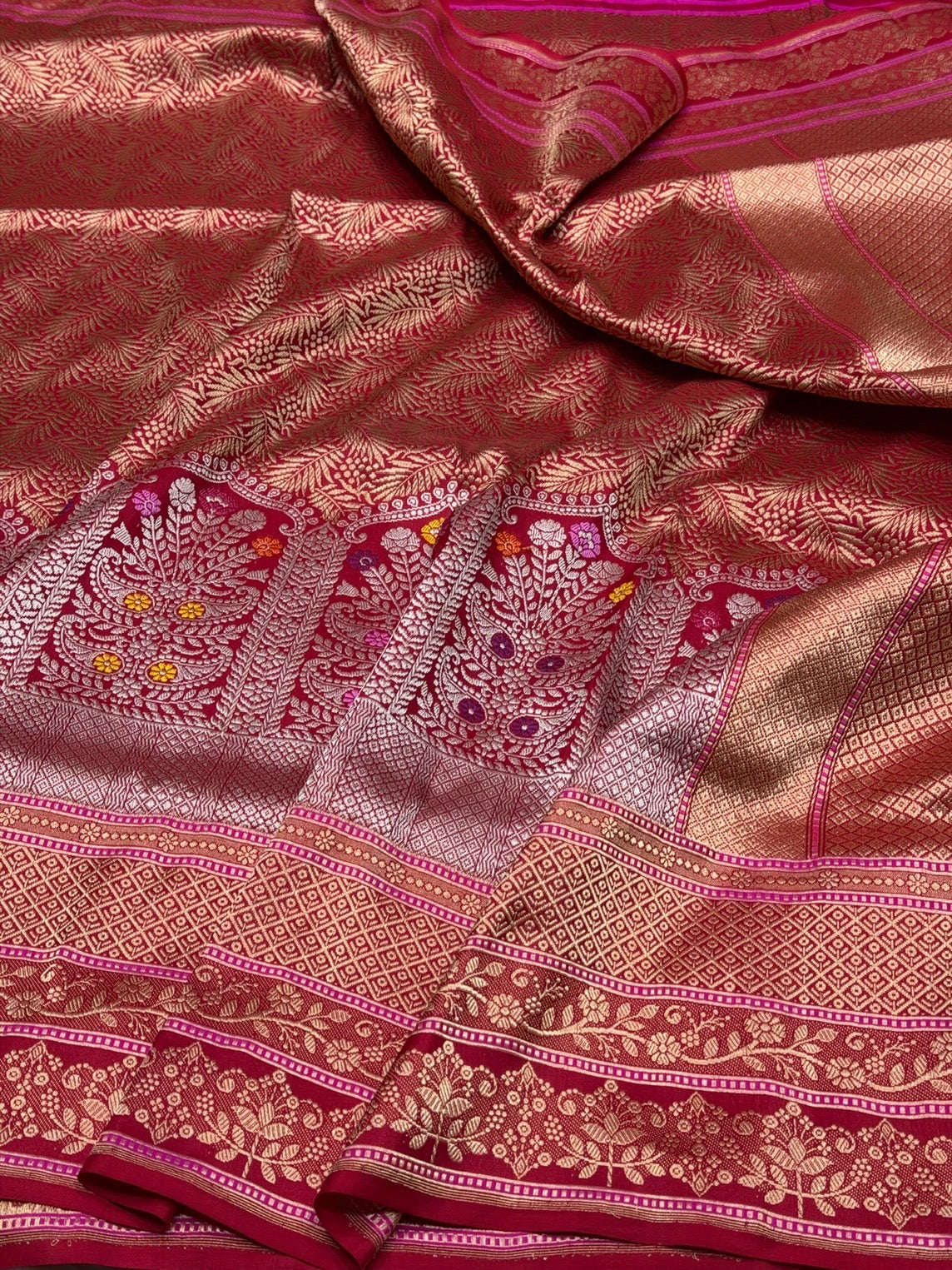 Red Handwoven Pure Banarasi Silk Kadwa Saree β 100% Pure Katan Mulberry Silk, Premium Brocade Weave