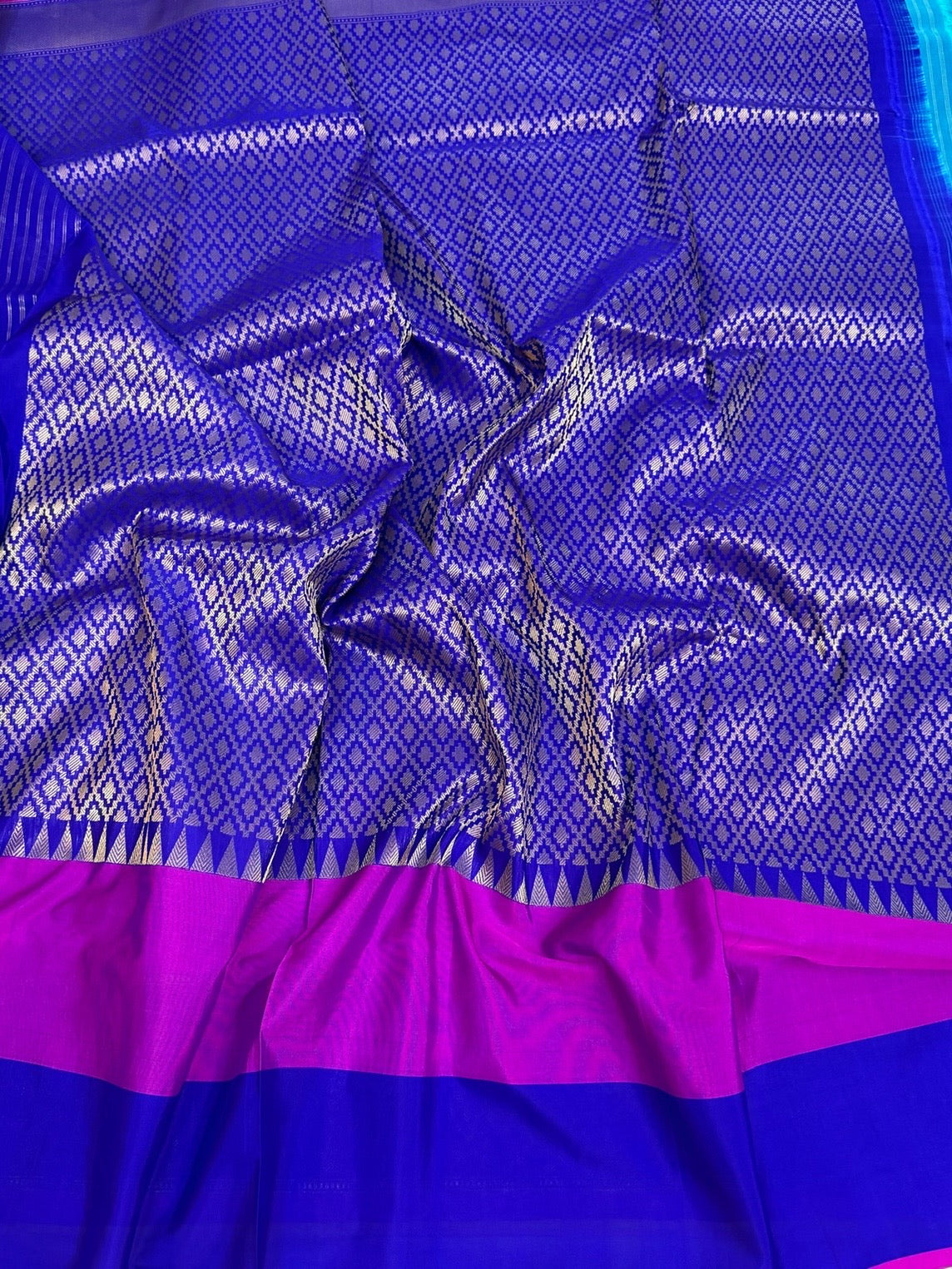 Sky Blue Handwoven Pure Banarasi Katan Silk Saree