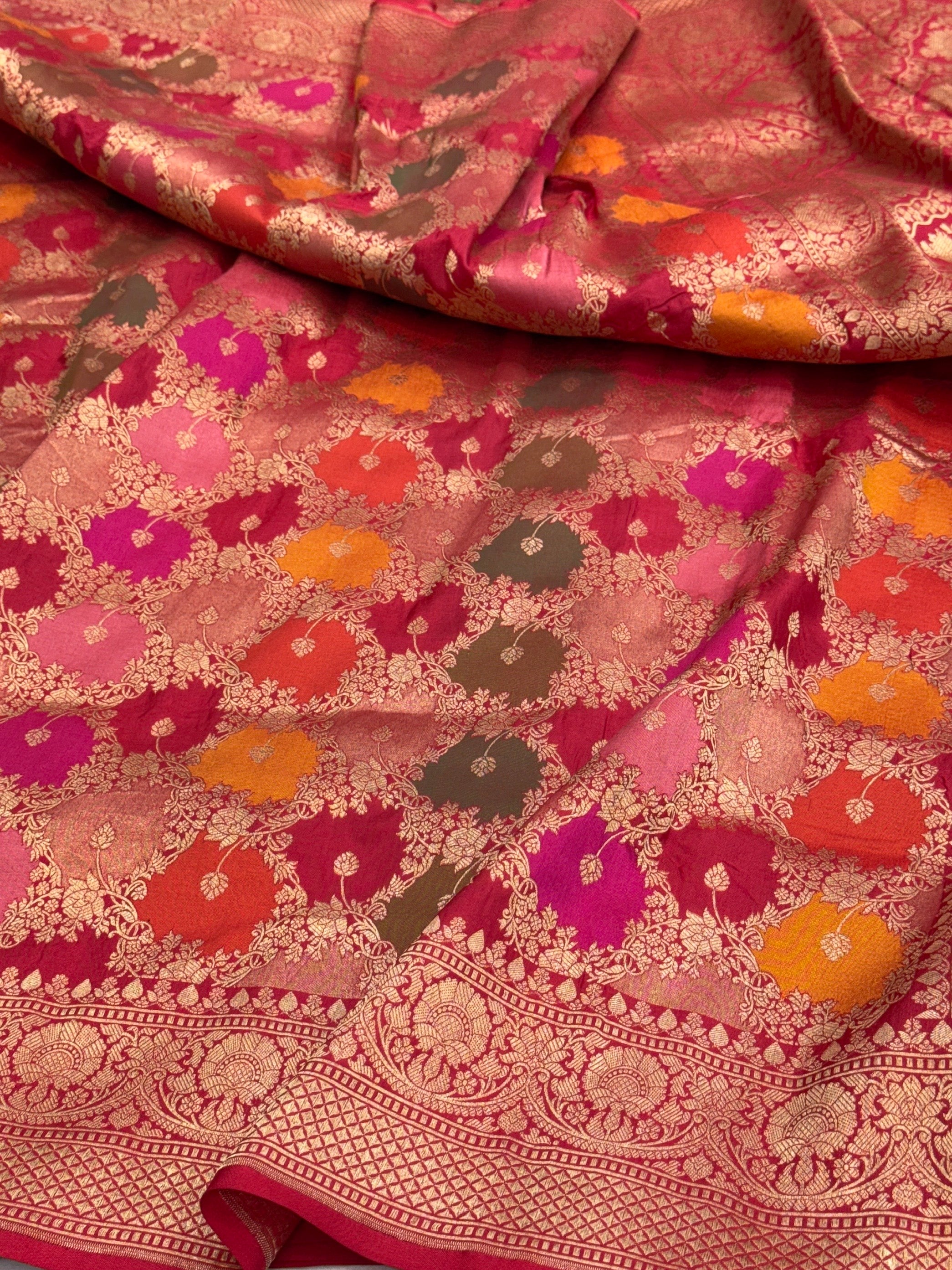 Multicolour Banarasi Pure Silk Saree β Cutwork Weave in 100% Pure Katan Silk