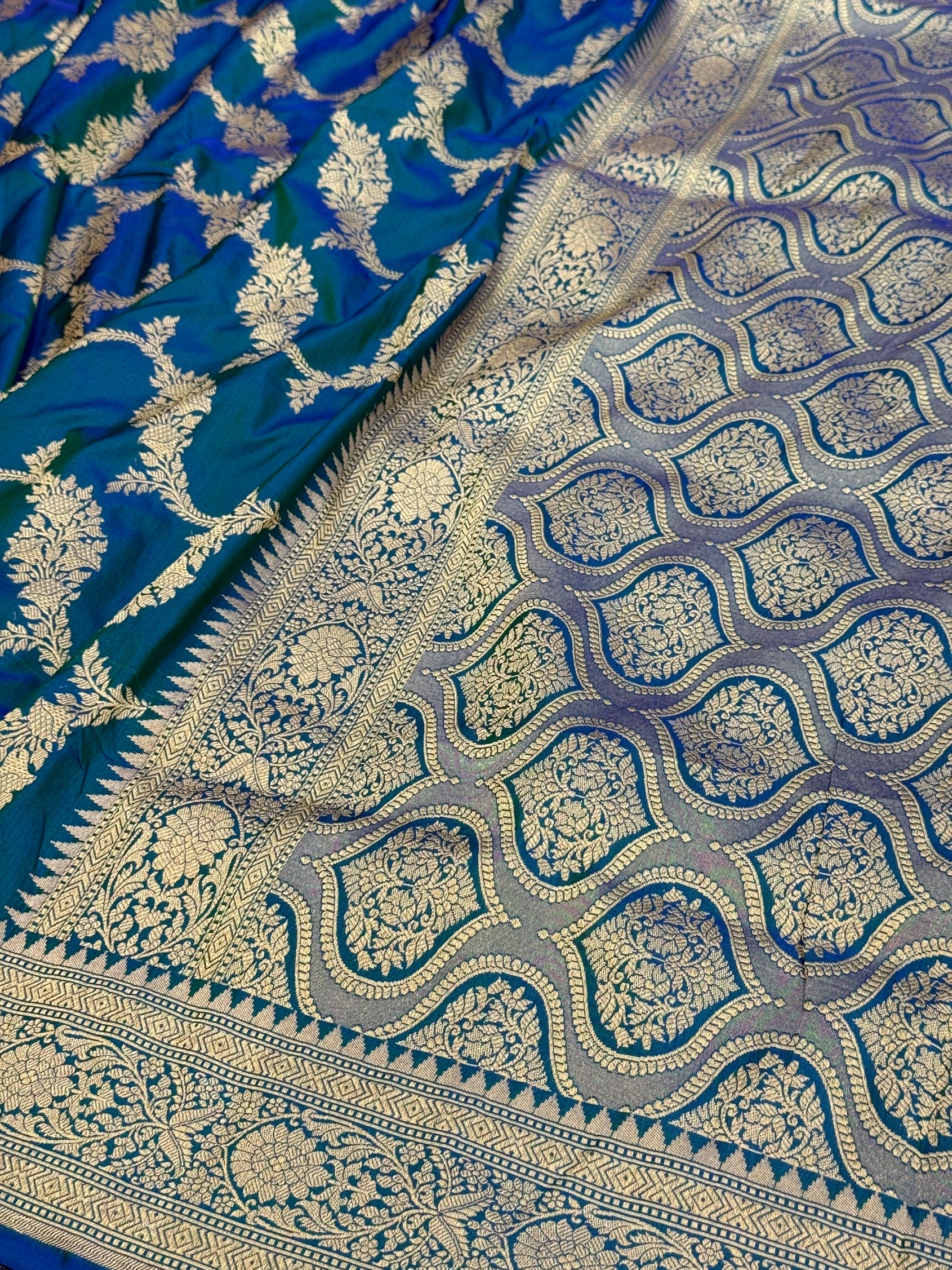 Peacock Blue Banarasi Pure Silk Saree