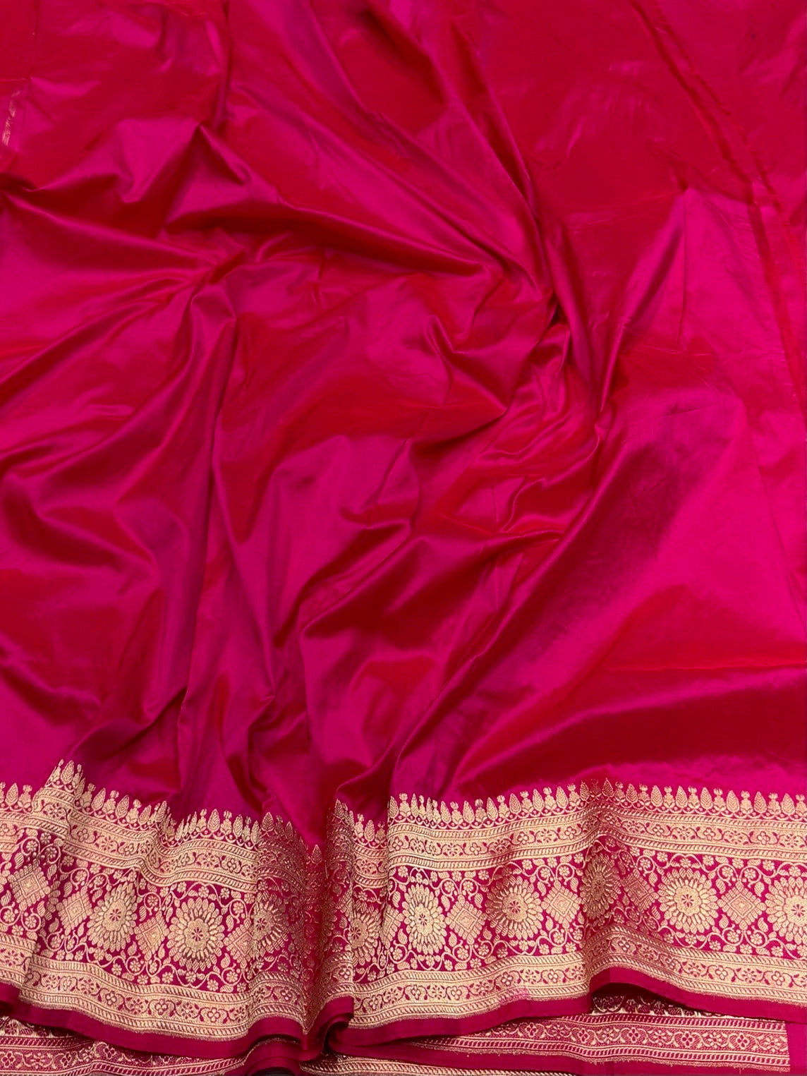 Rani Pink Vintage Handwoven Pure Banarasi Silk Saree
