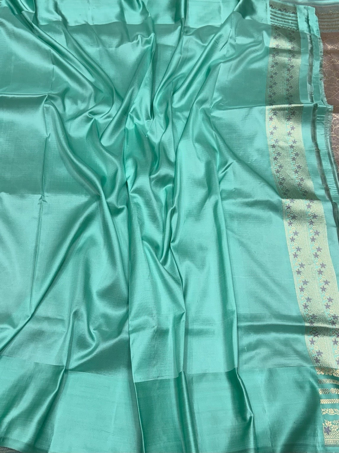 Grey Banarasi Pure Satin Border Silk Saree