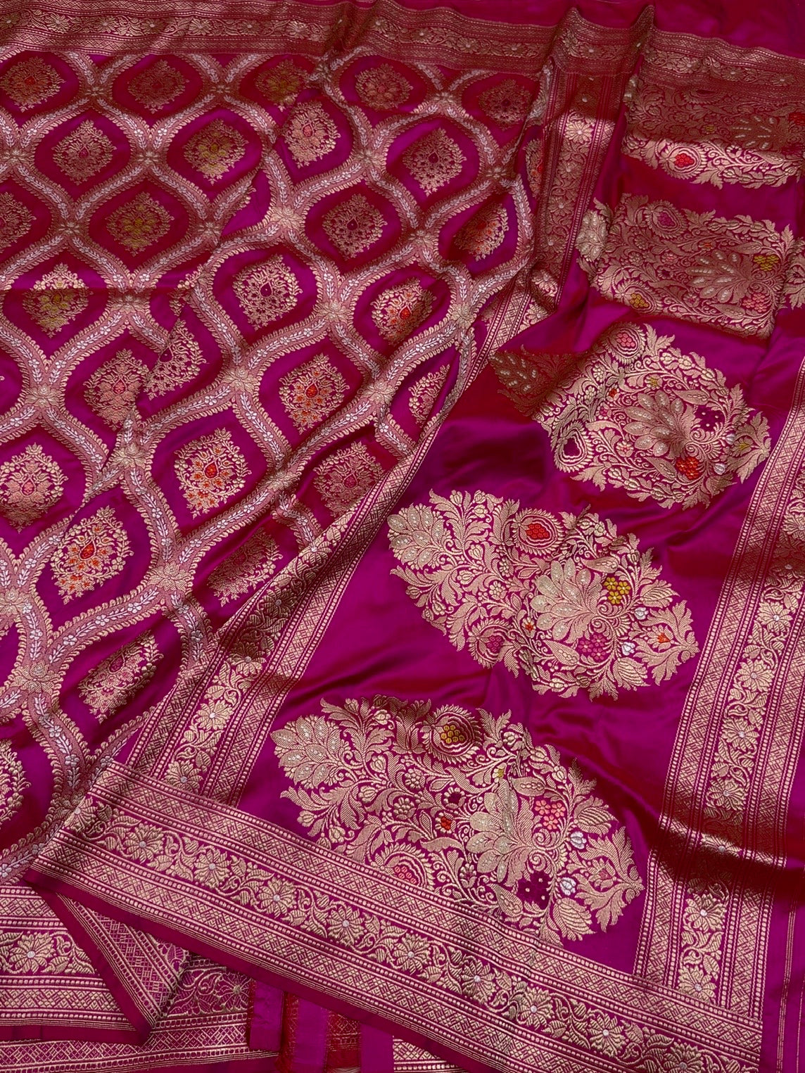 Rani Pink Handwoven Pure Banarasi Silk Saree