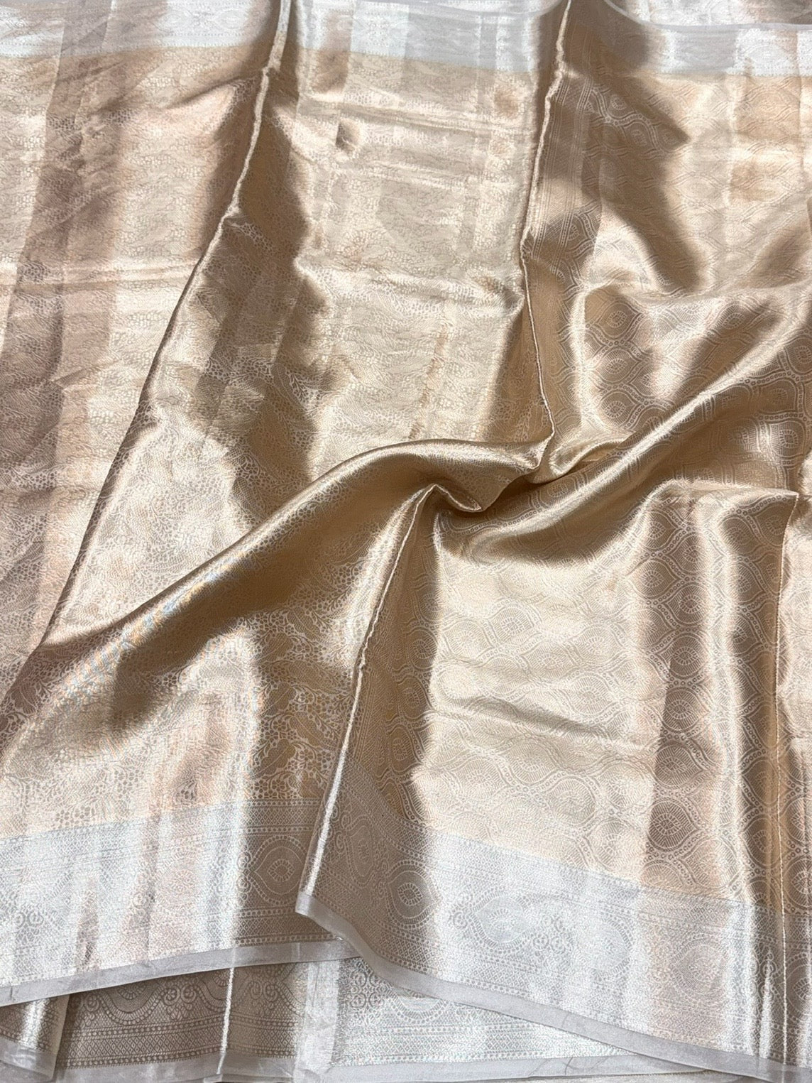 Antique Gold Banarasi Pure Tissue Brocade Silk Saree – Festive & Wedding Saree