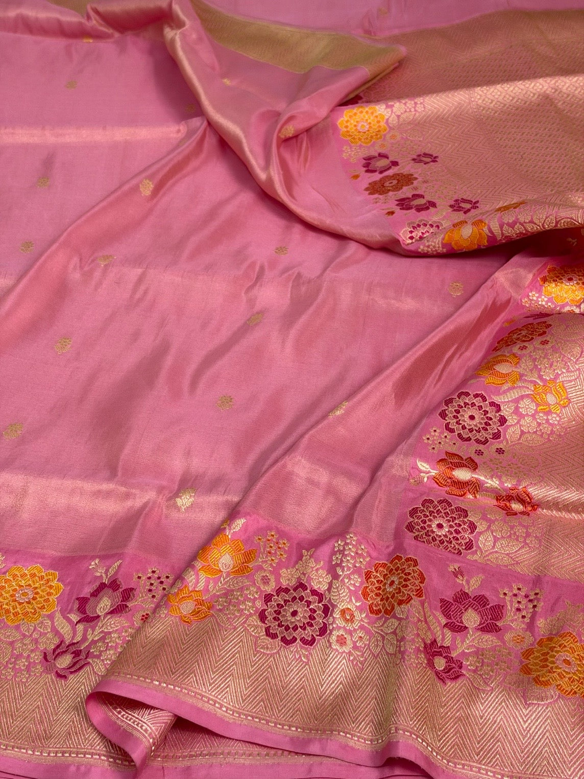Baby Pink Handwoven Pure Banarasi Tissue Silk Saree