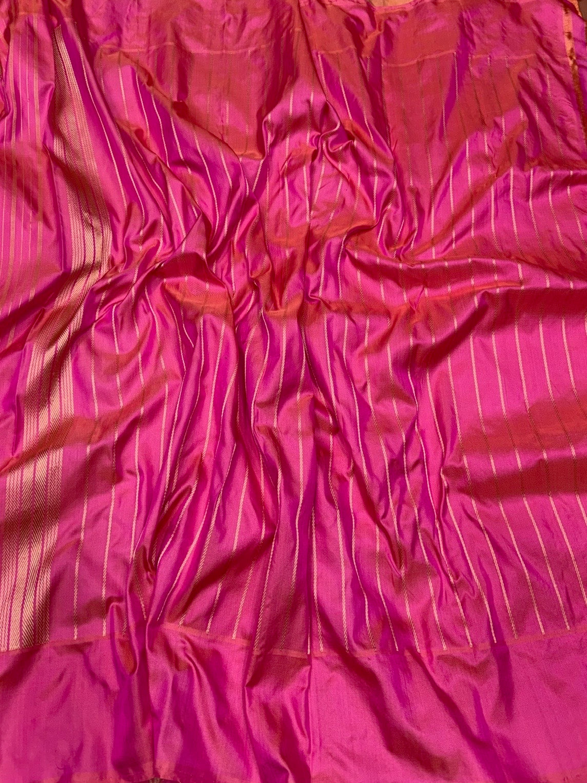 Rani Pink Handwoven Pure Banarasi Tissue Saree