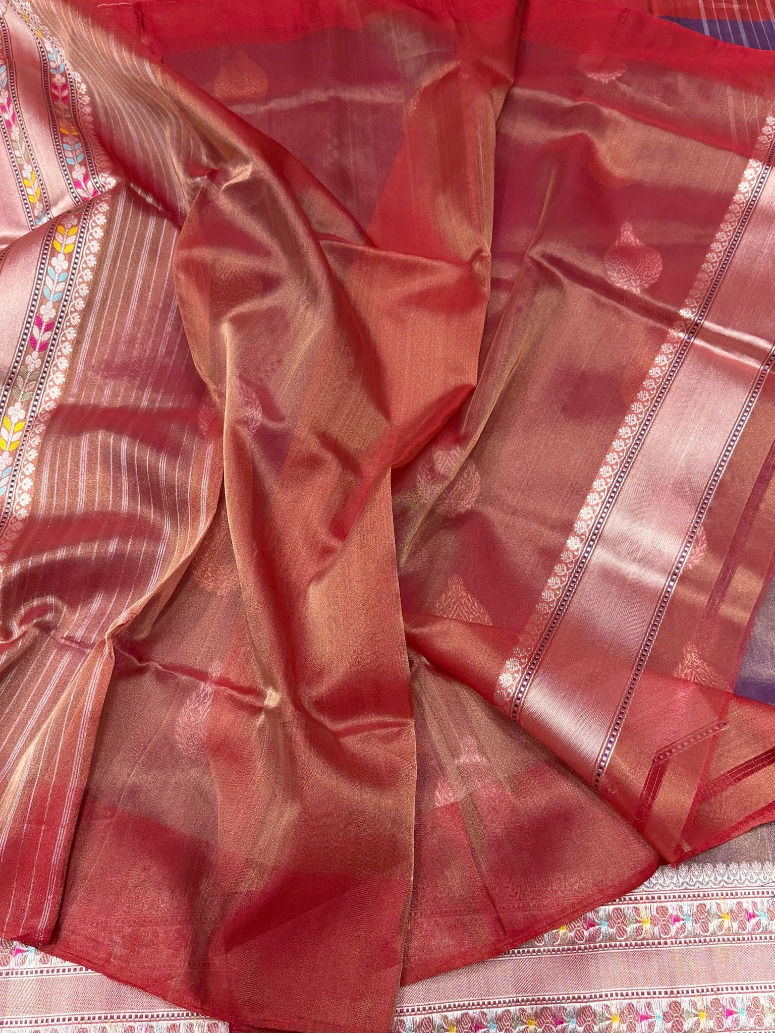 Purple Handwoven Pure Banarasi Tissue Saree