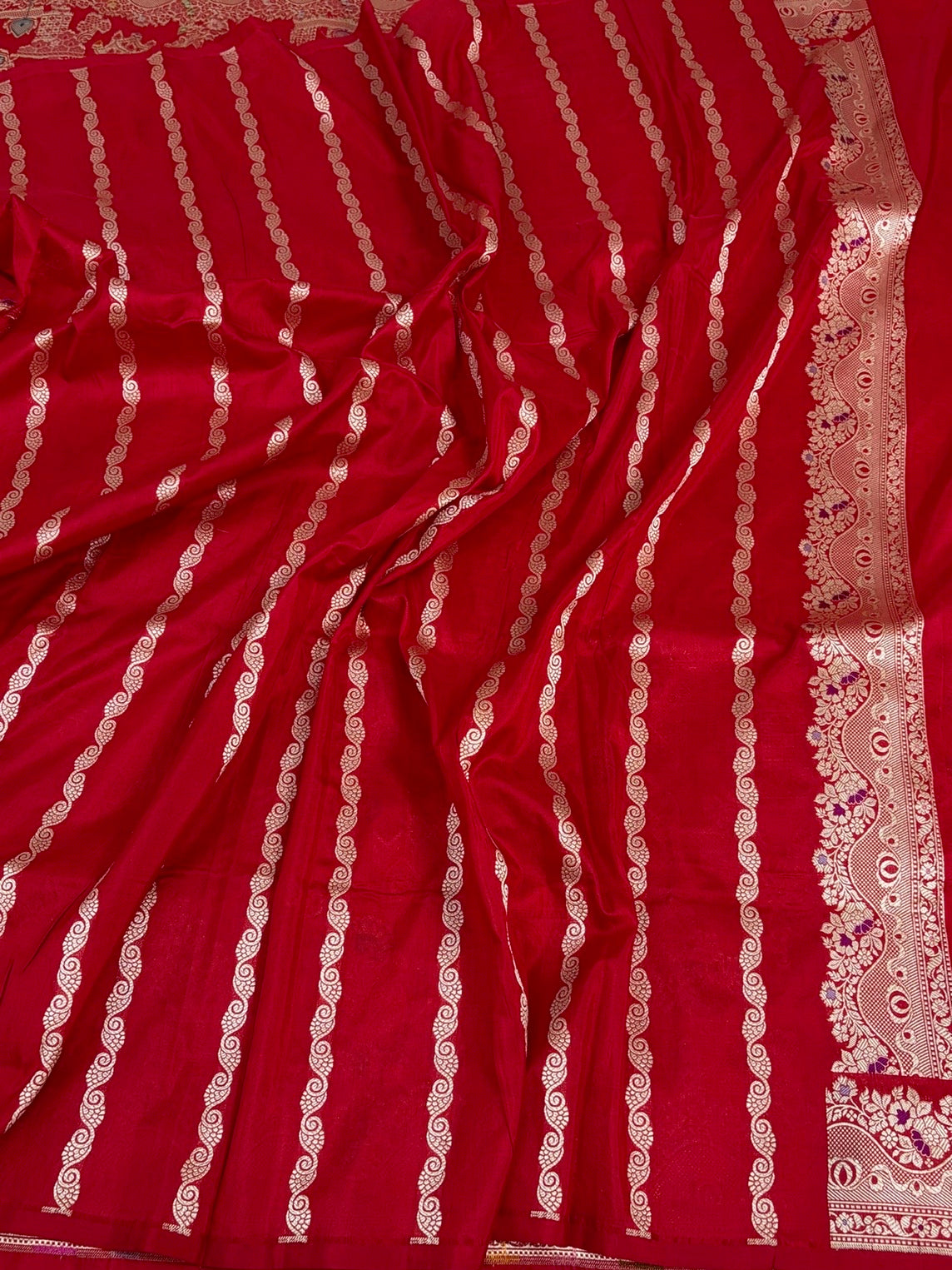 Red Banarasi Minakari Pure Katan Silk Saree