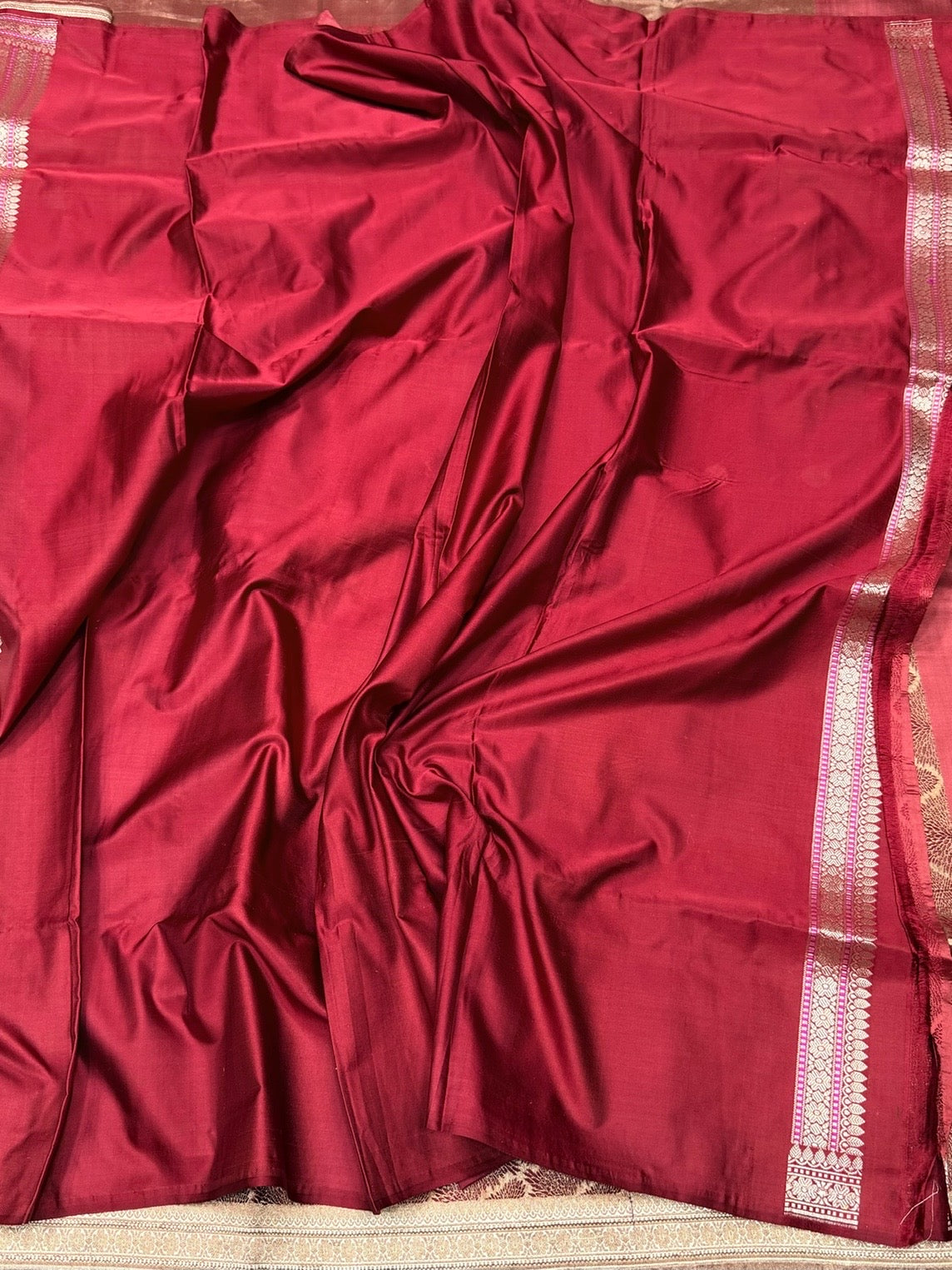 Red Handwoven Pure Banarasi Brocade Saree – Kadwa Katan Silk | Authentic Banaras Handloom