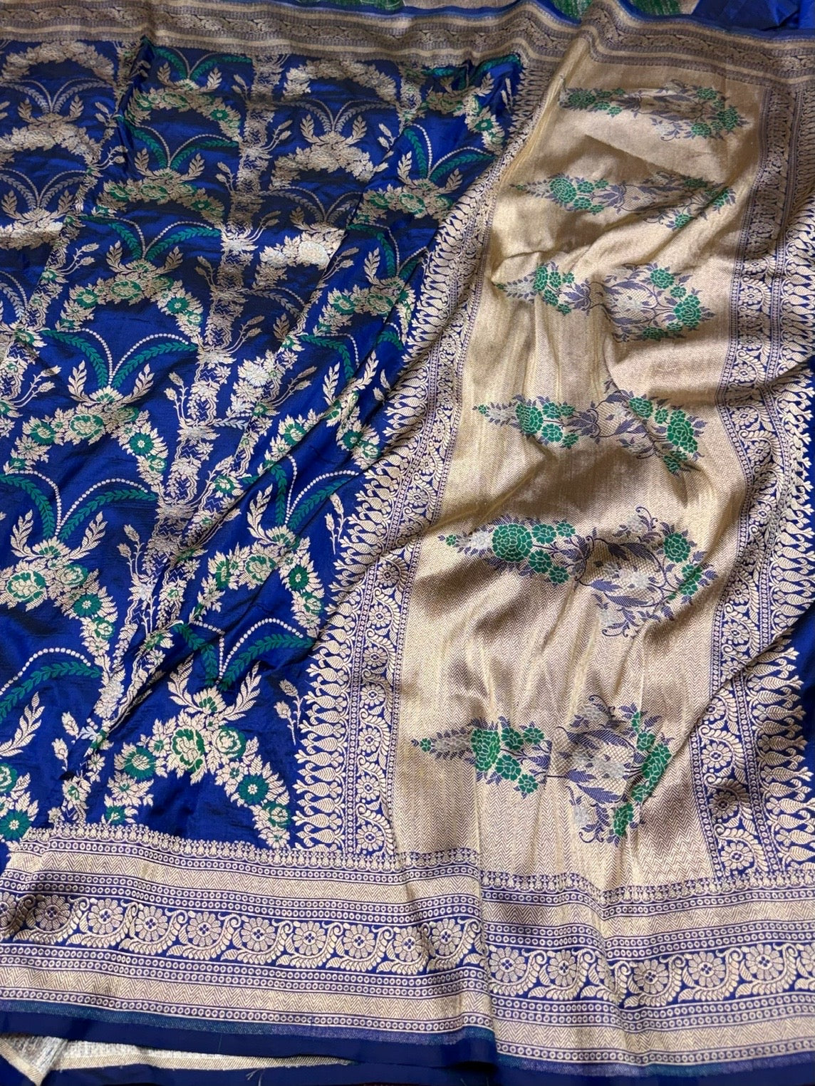 Royal Blue Banarasi Minakari Pure Katan Silk Saree