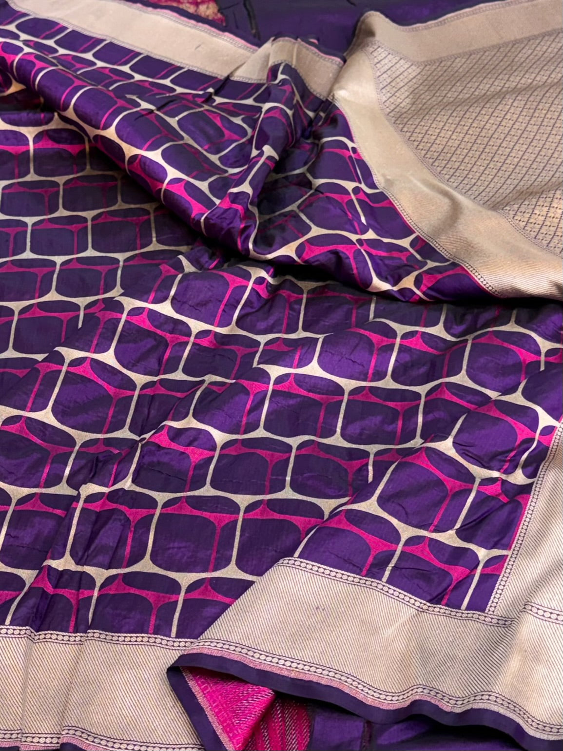 Purple Minakari Banarasi Pure Katan Silk Saree