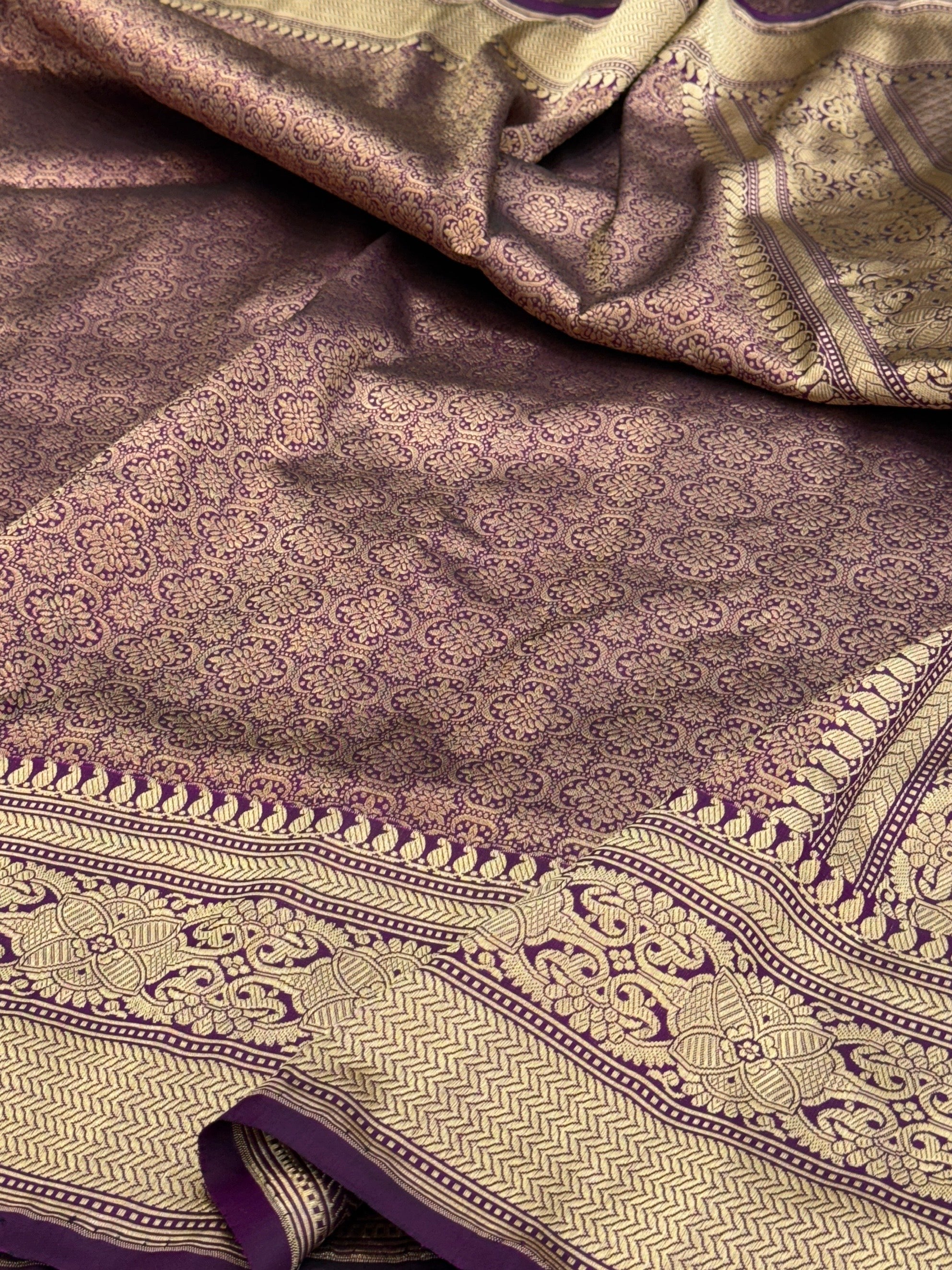 Magenta Pure Banarasi Silk Brocade Saree in Katan Mulberry Silk – Classic Banaras Weave
